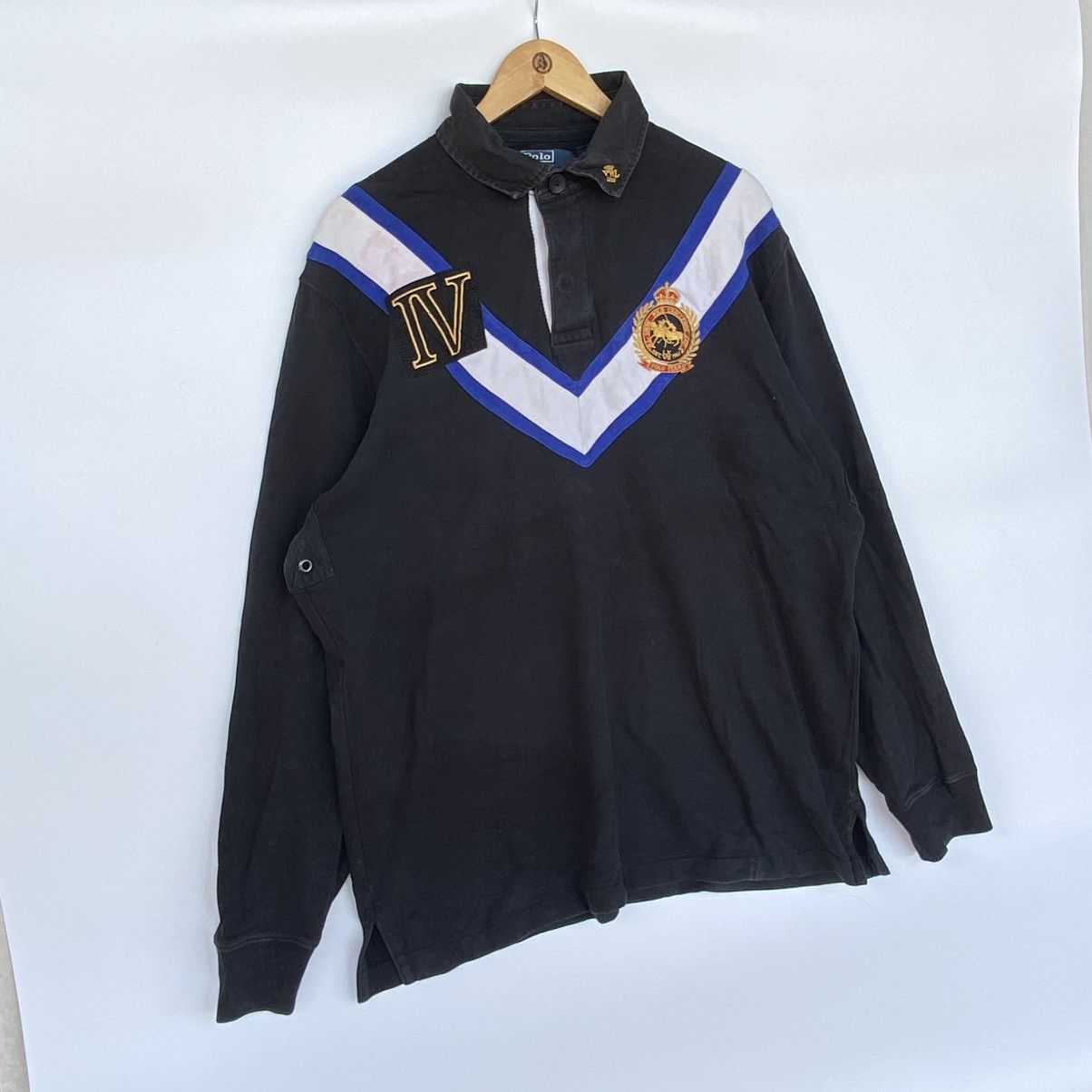 Other Vintage Ralph Lauren Rugby Polo Shirt Black And Blue Size XL Size US XL / EU 56 / 4 - 3 Thumbnail