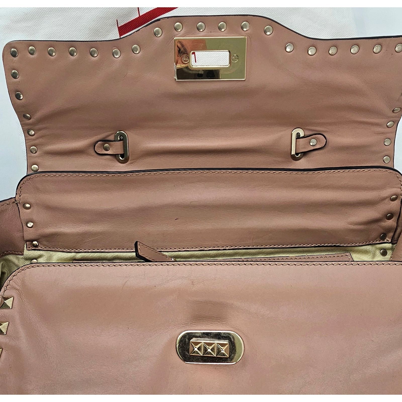 Valentino Valentino Taupe Leather Rockstud Crossbody Bag Size ONE SIZE - 6 Thumbnail