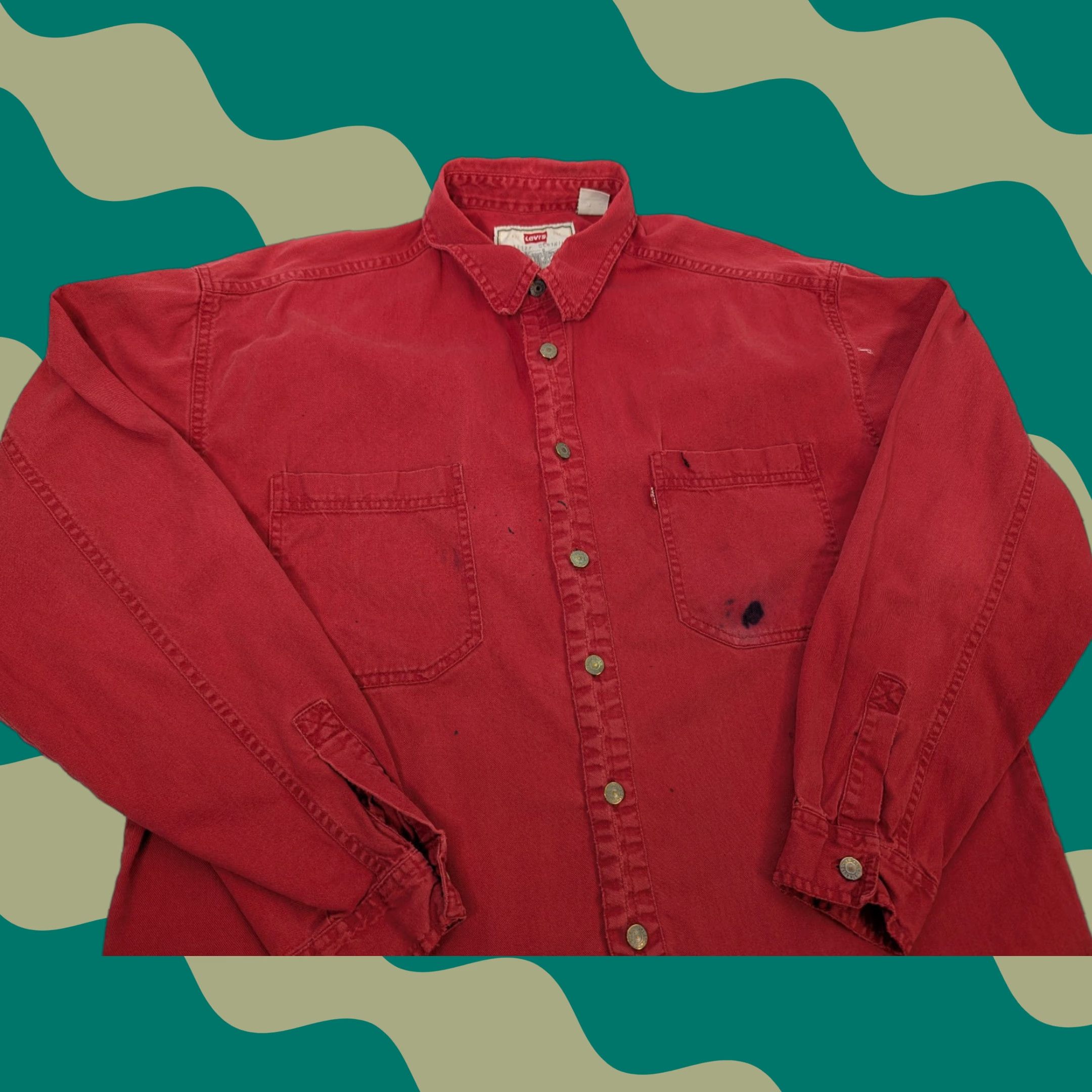 Levi's VINTAGE Levi’s Shirt Button-Up Denim Red 90s Long Sleeve Size L Mens Size US L / EU 52-54 / 3 - 1 Thumbnail