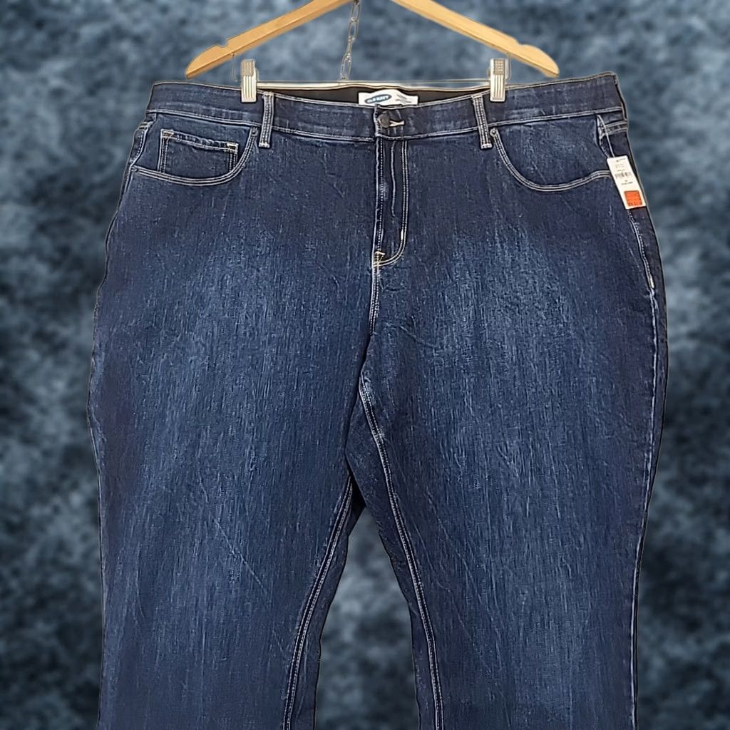Old Navy VINTAGE Old Navy Womens Power Slim Straight High Rise Blue Jeans 24 Plus Long NWT Size 42" / US 20 - 1 Thumbnail