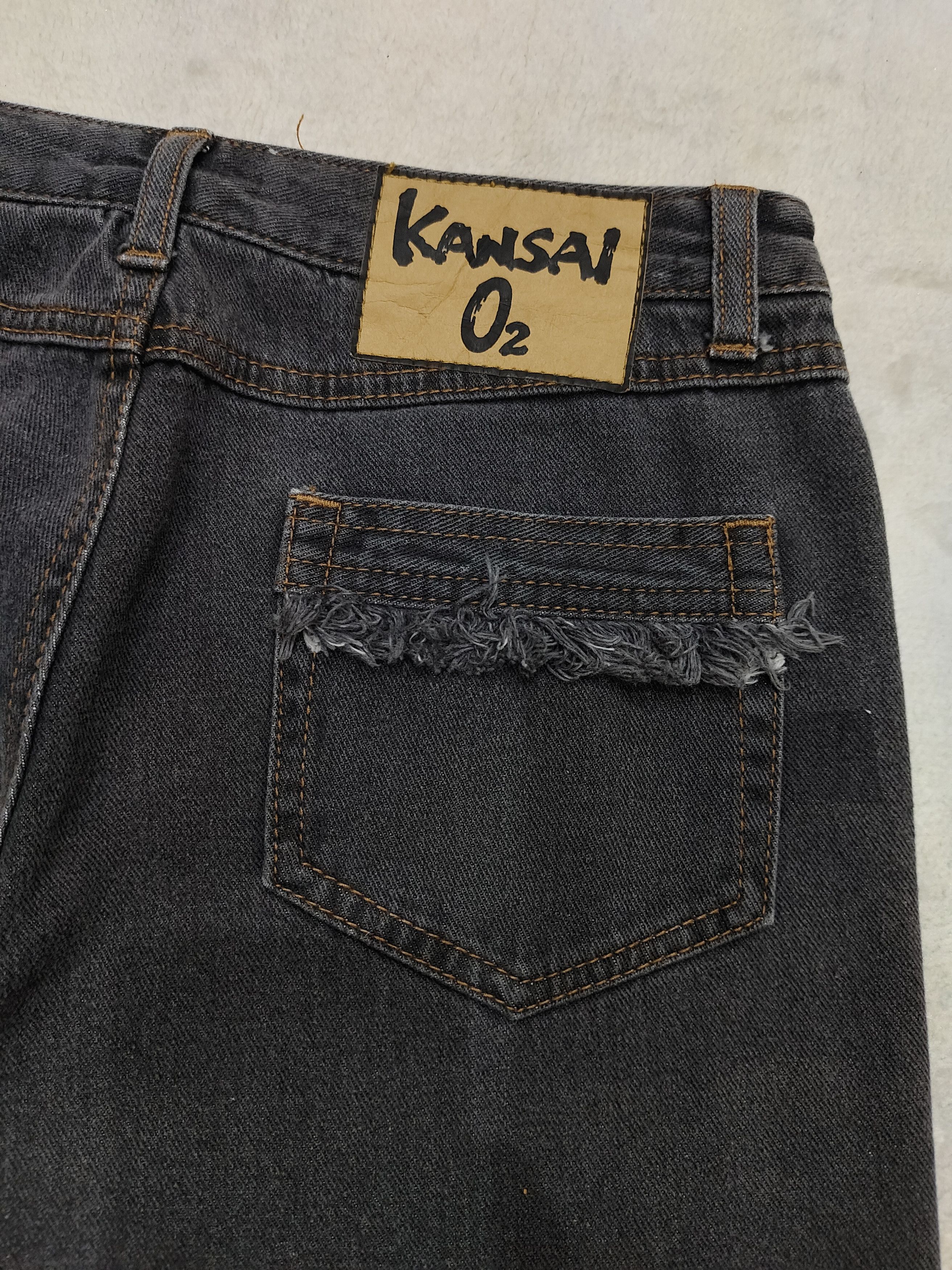 Kansai Yamamoto RARE 🇯🇵 Vtg Kansai O2 Raw Hem Flare Jeans Size 27" / US 4 / IT 40 - 7 Thumbnail