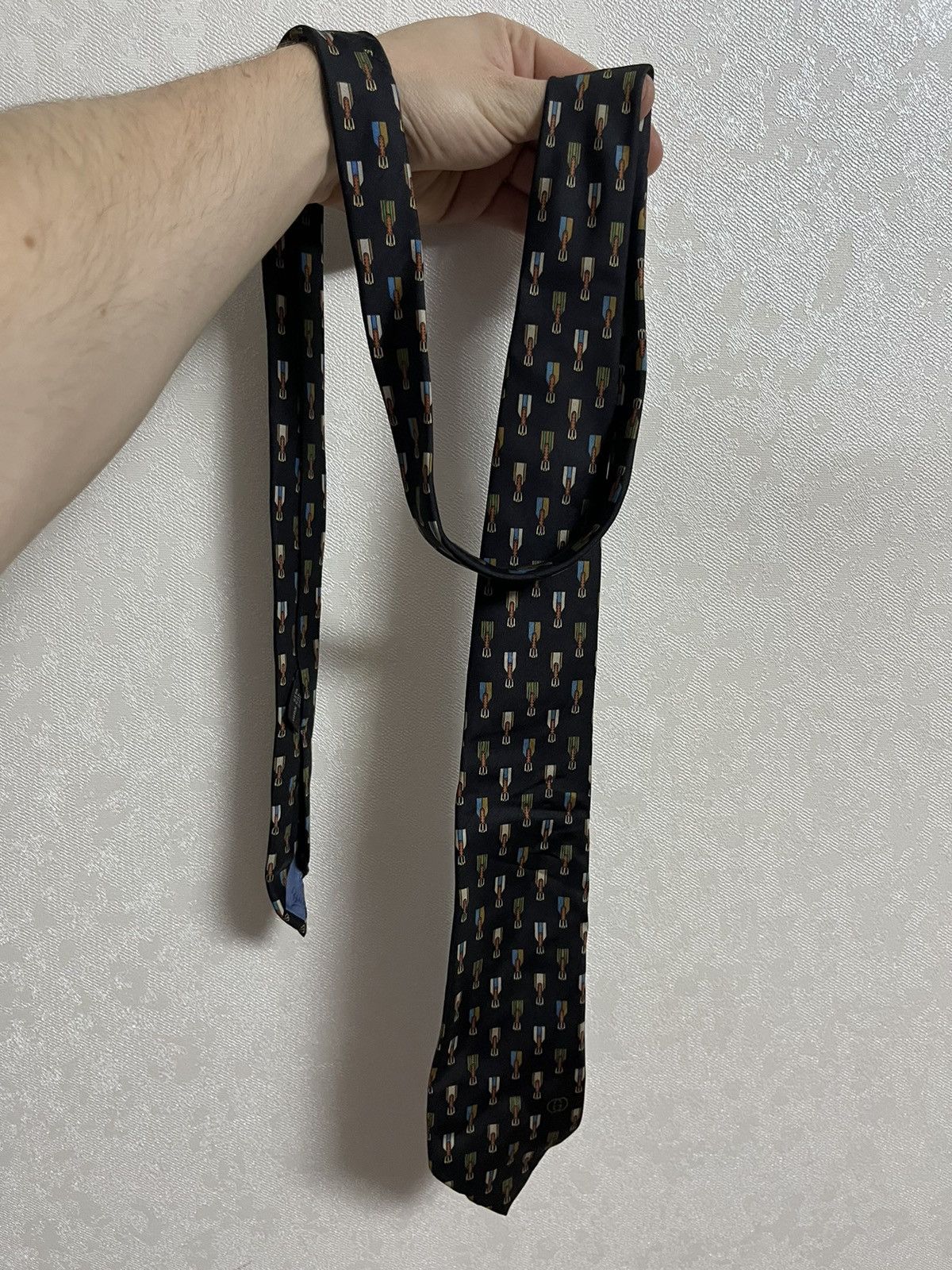 Gucci Gucci GG Vintage 80s Silk Monogrammed Tie Size ONE SIZE - 1 Thumbnail