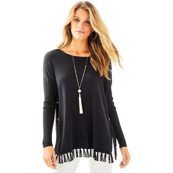 Lilly Pulitzer Lilly Pulitzer Ramona Fringe Sweater Black ( XXS ) Size XXS / US 00 / IT 34 - 1 Thumbnail