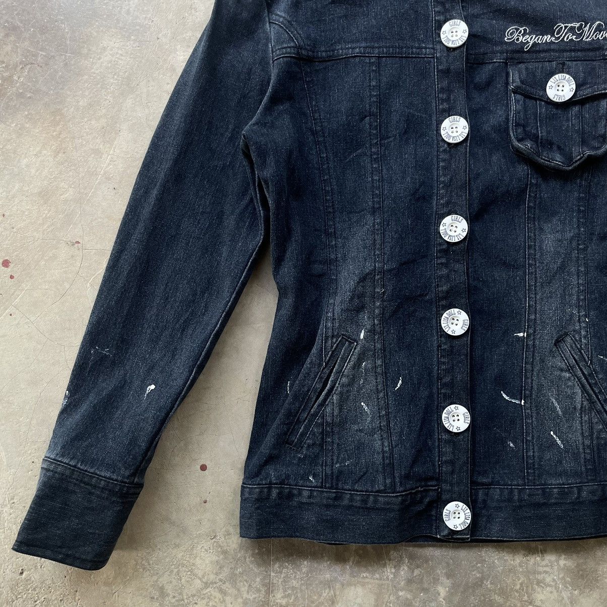 14th Addiction 2000s LIZ LISA DOLL GOTHIC PUNK SKULL POEM JACKET DENIM HOOD Size XS / US 0-2 / IT 36-38 - 5 Thumbnail