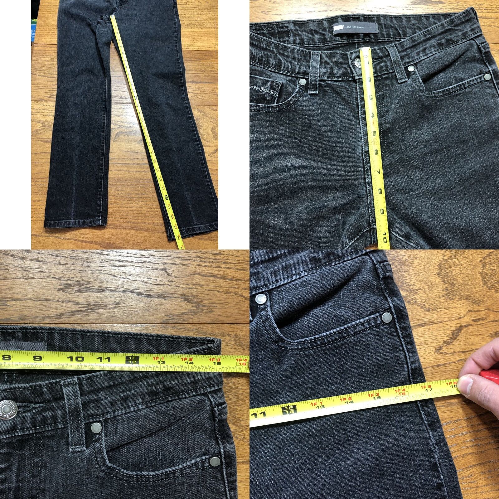 Levi's Levi's Classic Mid Rise Skinny Jeans Womens 8 Black Denim 28 Inseam 5-Pocket Belt Loops Distressed No Light Wash Slim Fit Vintage: No Size 30" / US 8 / IT 44 - 9 Thumbnail