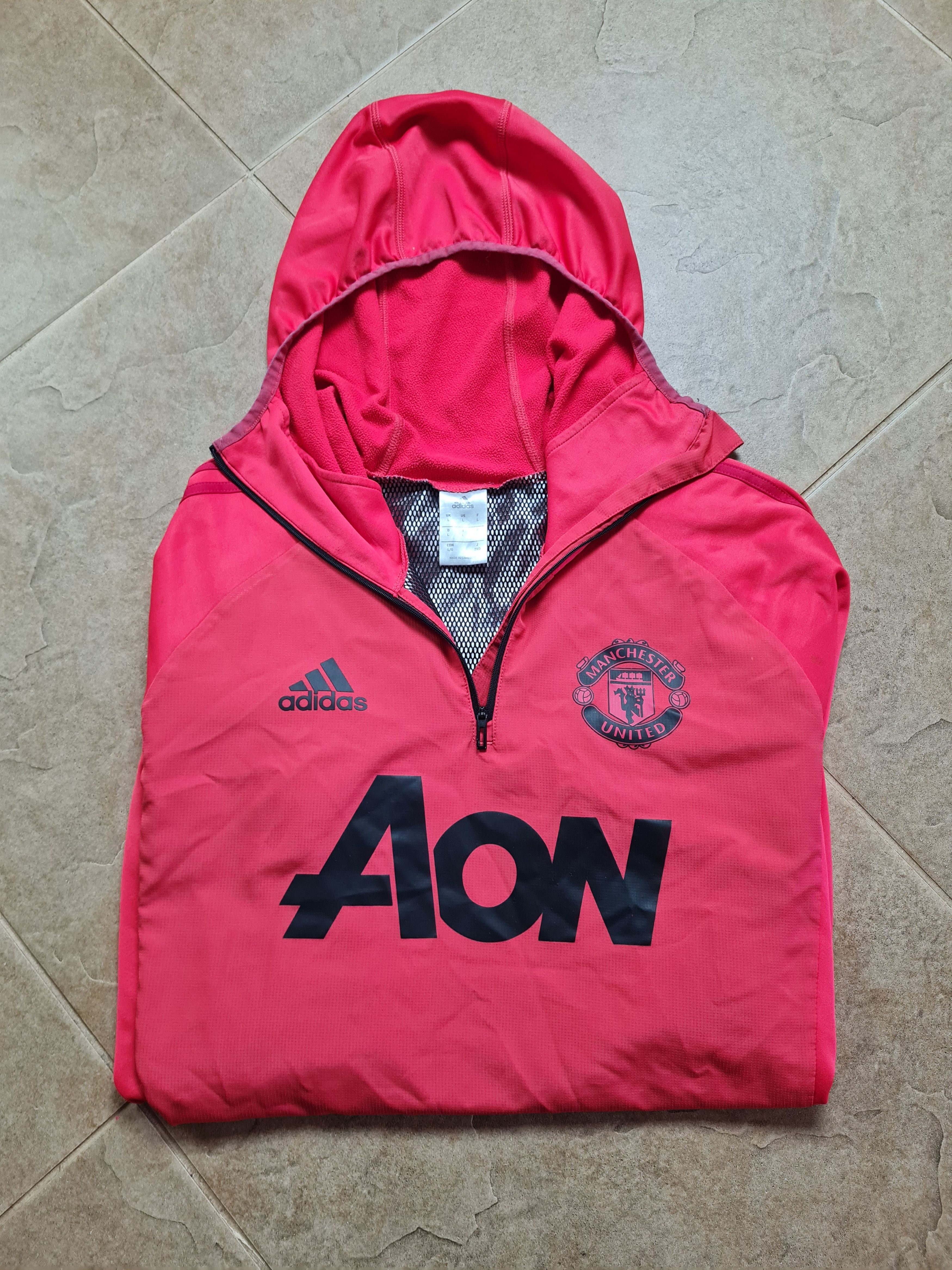 Adidas Adidas 2018-19 Manchester United 1/4 Zip Hooded Training Top Size US L / EU 52-54 / 3 - 18 Thumbnail