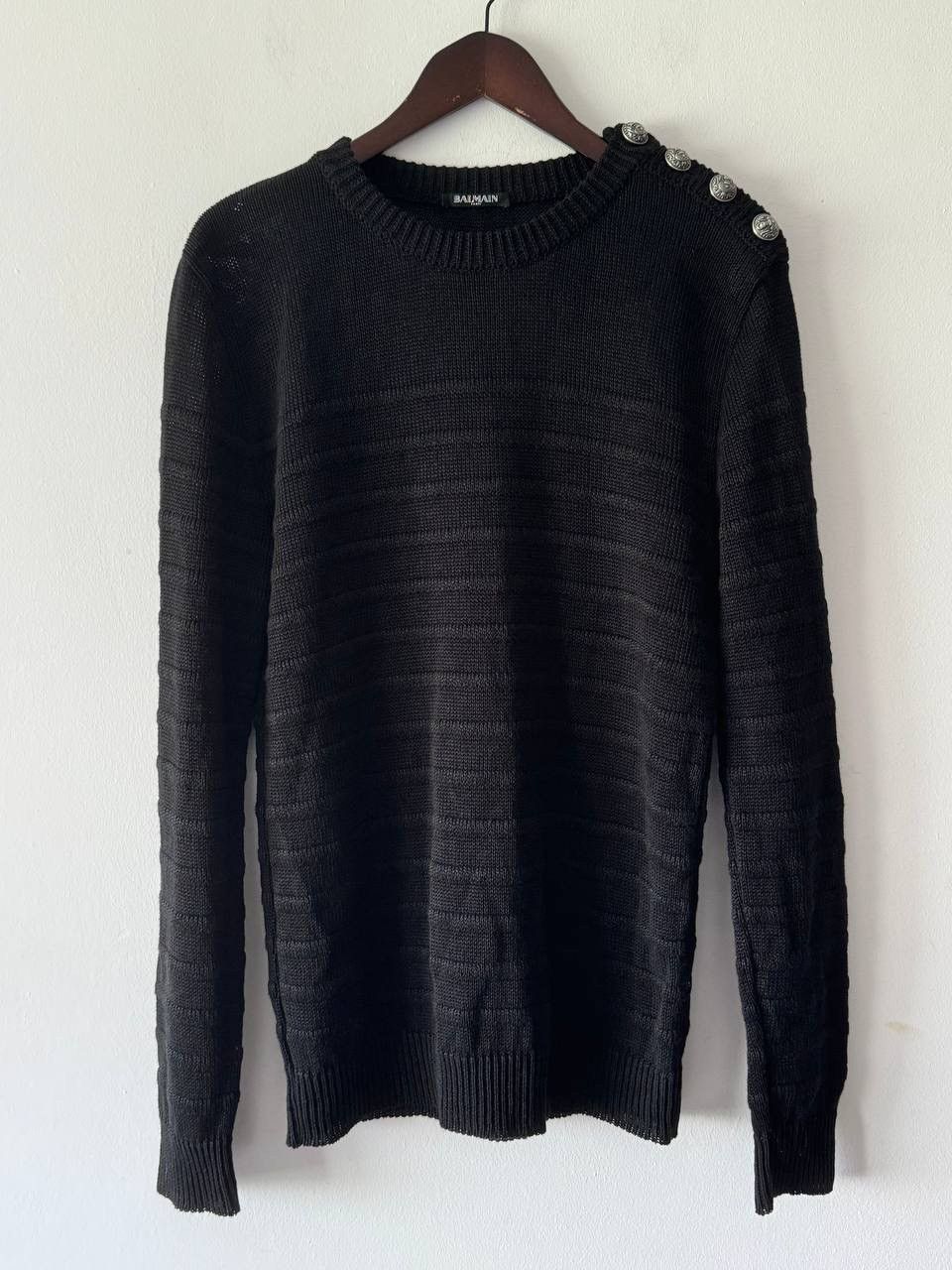Balmain 🔥🔥 Balmain Button Shoulder Linen Sweater Size US L / EU 52-54 / 3 - 1 Thumbnail