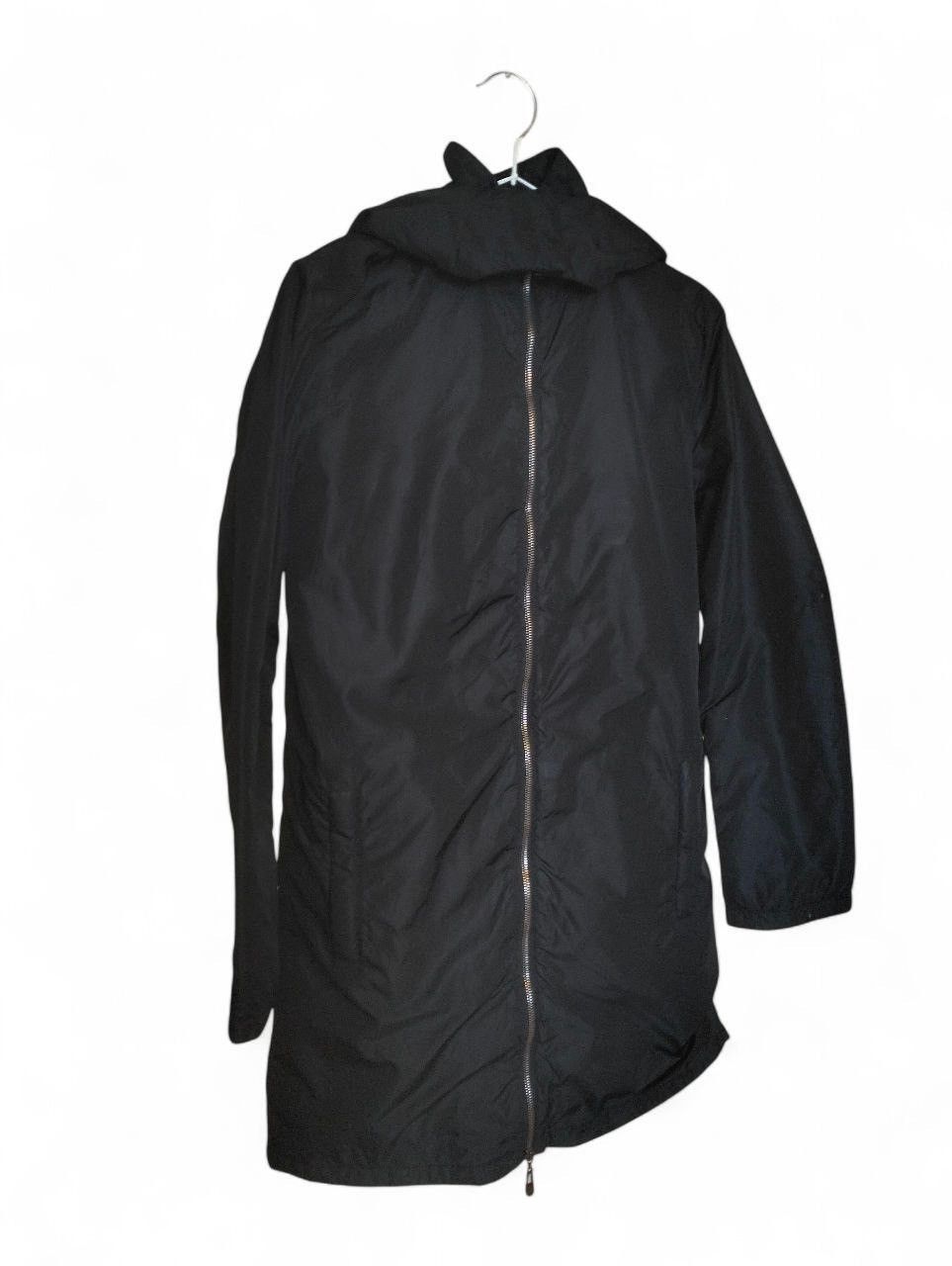 Prada Black Polyester Hooded Long Line Rain Jacket