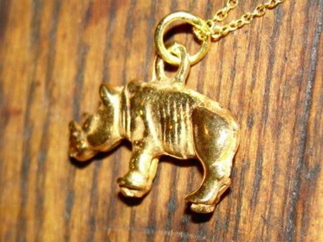 Designer 18 kt Gold Vermeil over Sterling Silver Rhino Charm Necklace Size ONE SIZE - 4 Thumbnail