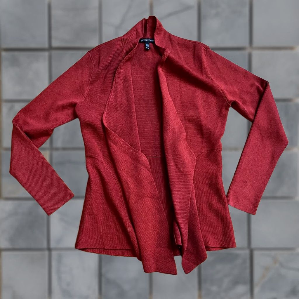 Eileen Fisher Eileen Fisher Womens XS Open Knit Cardigan Orange Red Size XS / US 0-2 / IT 36-38 - 1 Thumbnail