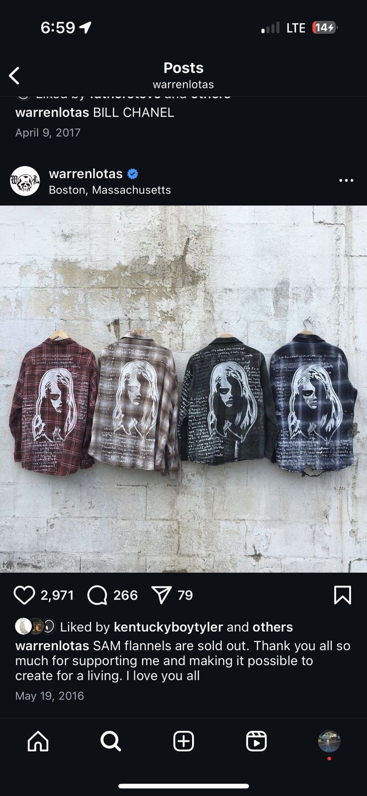 Warren Lotas 2016 Warren Lotas “SAM” 1 Of 1 Blue Flannel Size 2 Size US L / EU 52-54 / 3 - 8 Thumbnail