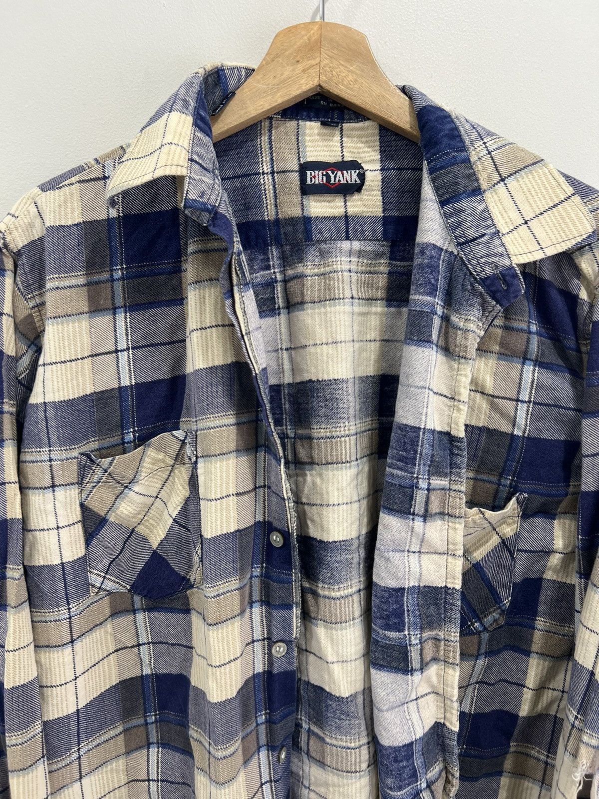 Japanese Brand Vintage 80s 90s Big Yank Flannel shirt button thrashed Size US XL / EU 56 / 4 - 2 Thumbnail