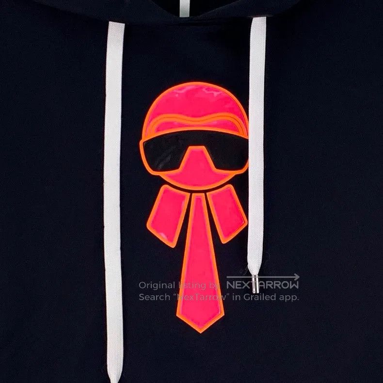 Fendi Fendi Black Karl Lagerfeld Embroidery Hooded Drawstring Lo Size S / US 4 / IT 40 - 4 Thumbnail