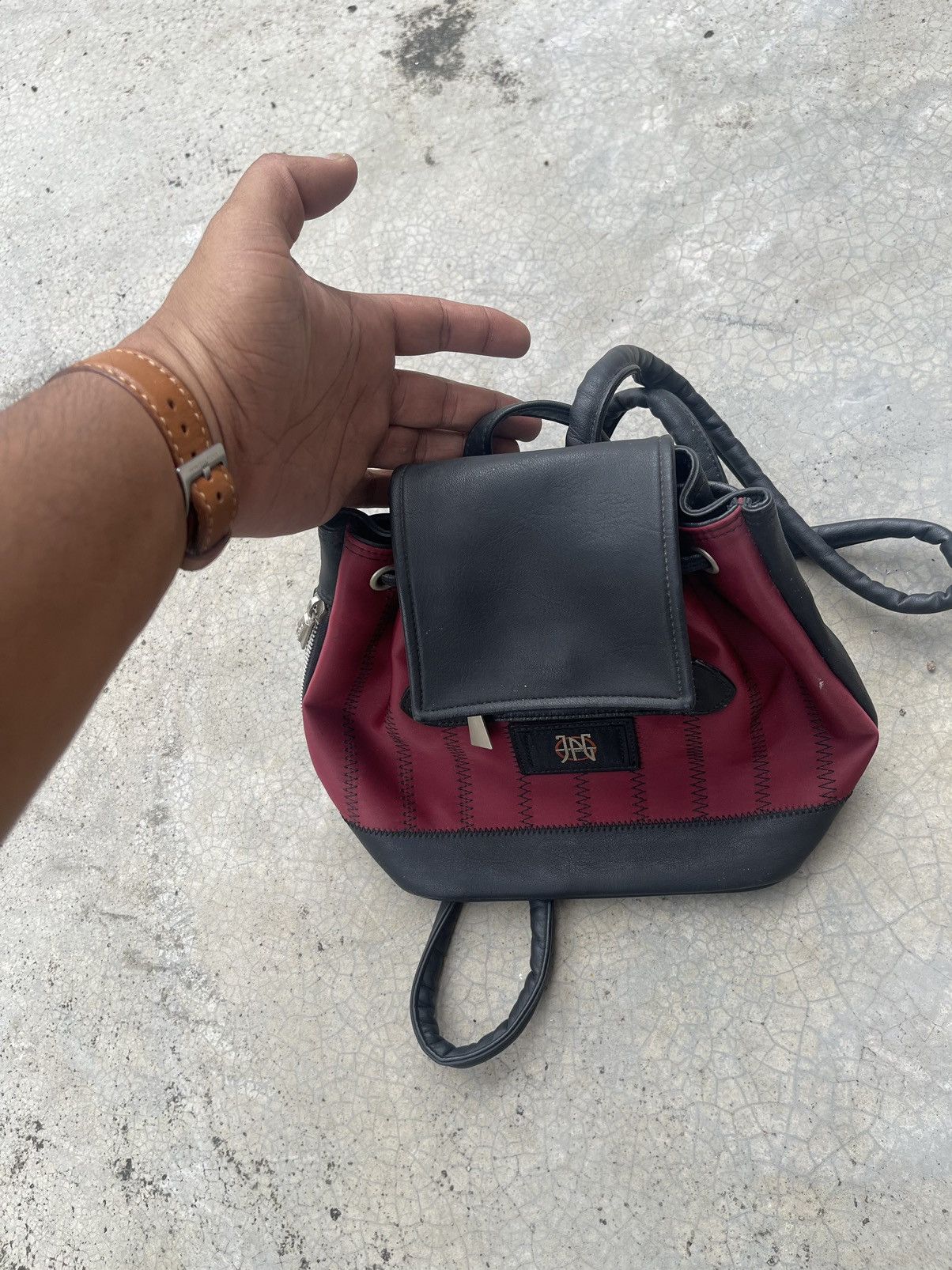 Jean Paul Gaultier × Vintage Jean Paul Gaultier Small Backpack Leather & Nylon Size ONE SIZE - 10 Thumbnail