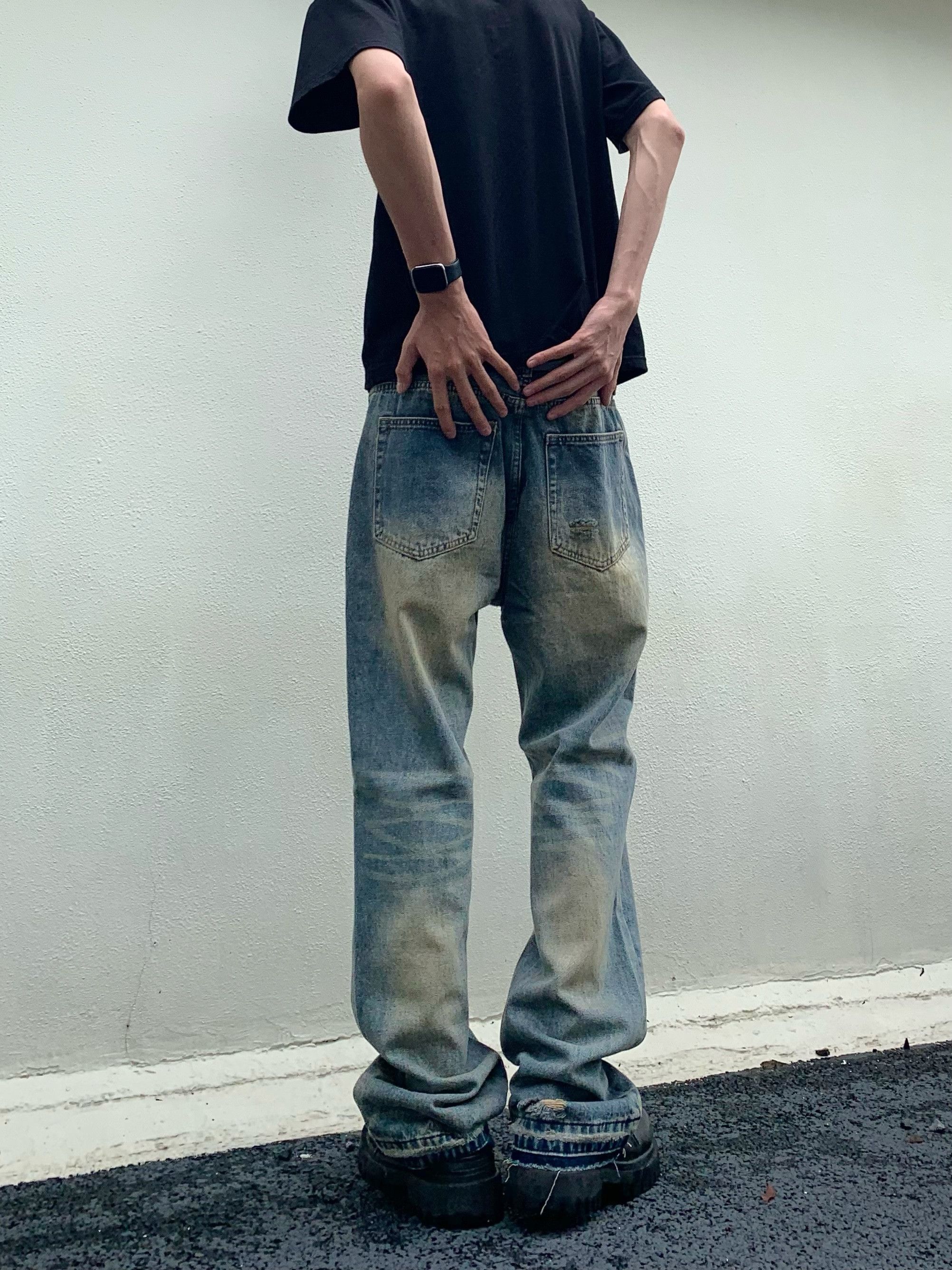 distressed washed faded paint grunge jeans