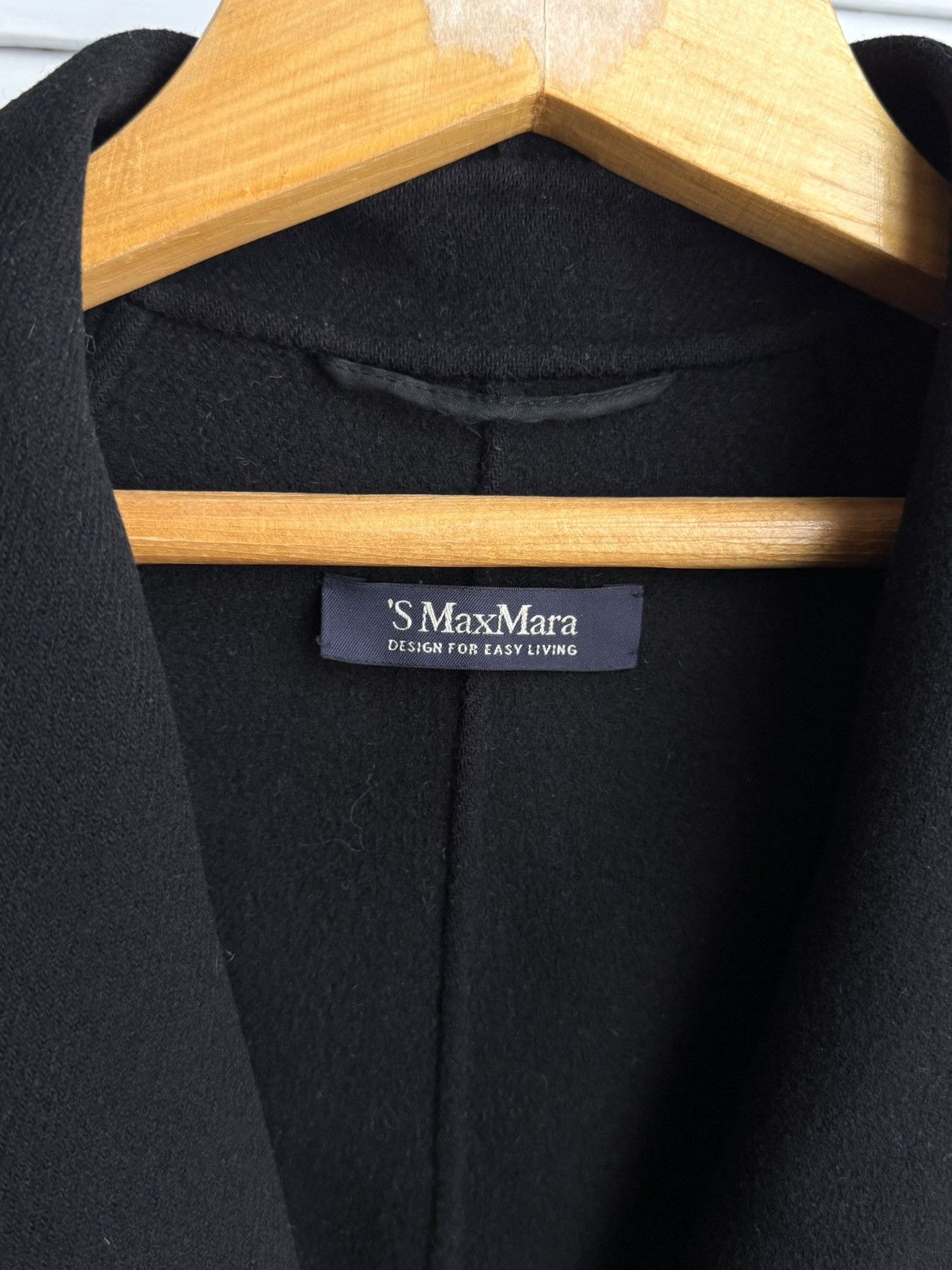 Max Mara S Max Mara Messi Cucito a Mano Wool Coat Black Belted Italy Size XS / US 0-2 / IT 36-38 - 6 Thumbnail