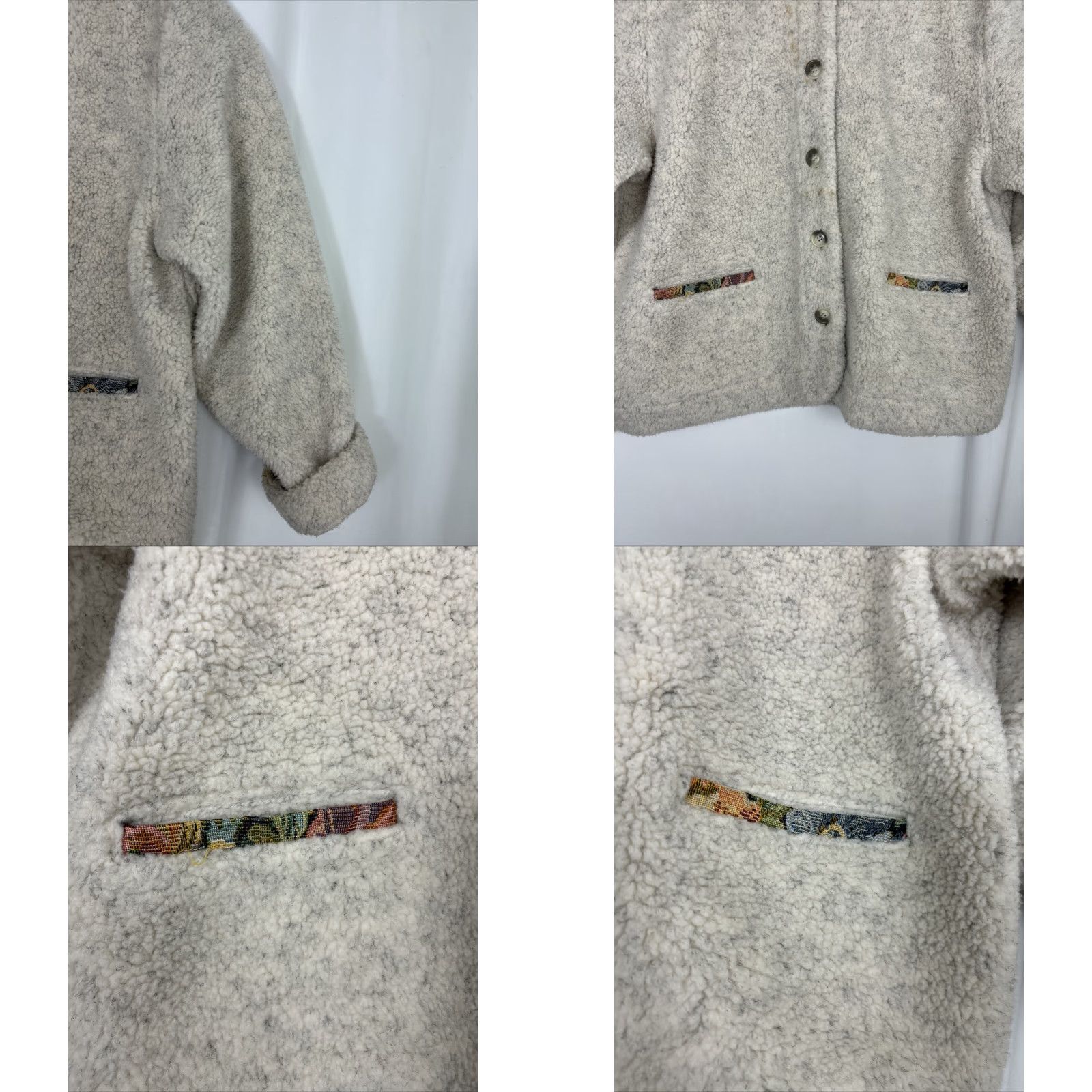 Orvis Orvis Womens Jacket L Ivory Marled Button Front With Brocade Details Stained Size L / US 10 / IT 46 - 8 Thumbnail