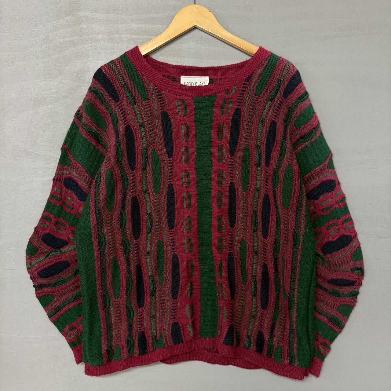 Coogi Vintage Carly Blake 3D Knit Pink and Green Sweater XL Size US XL / EU 56 / 4 - 1 Thumbnail