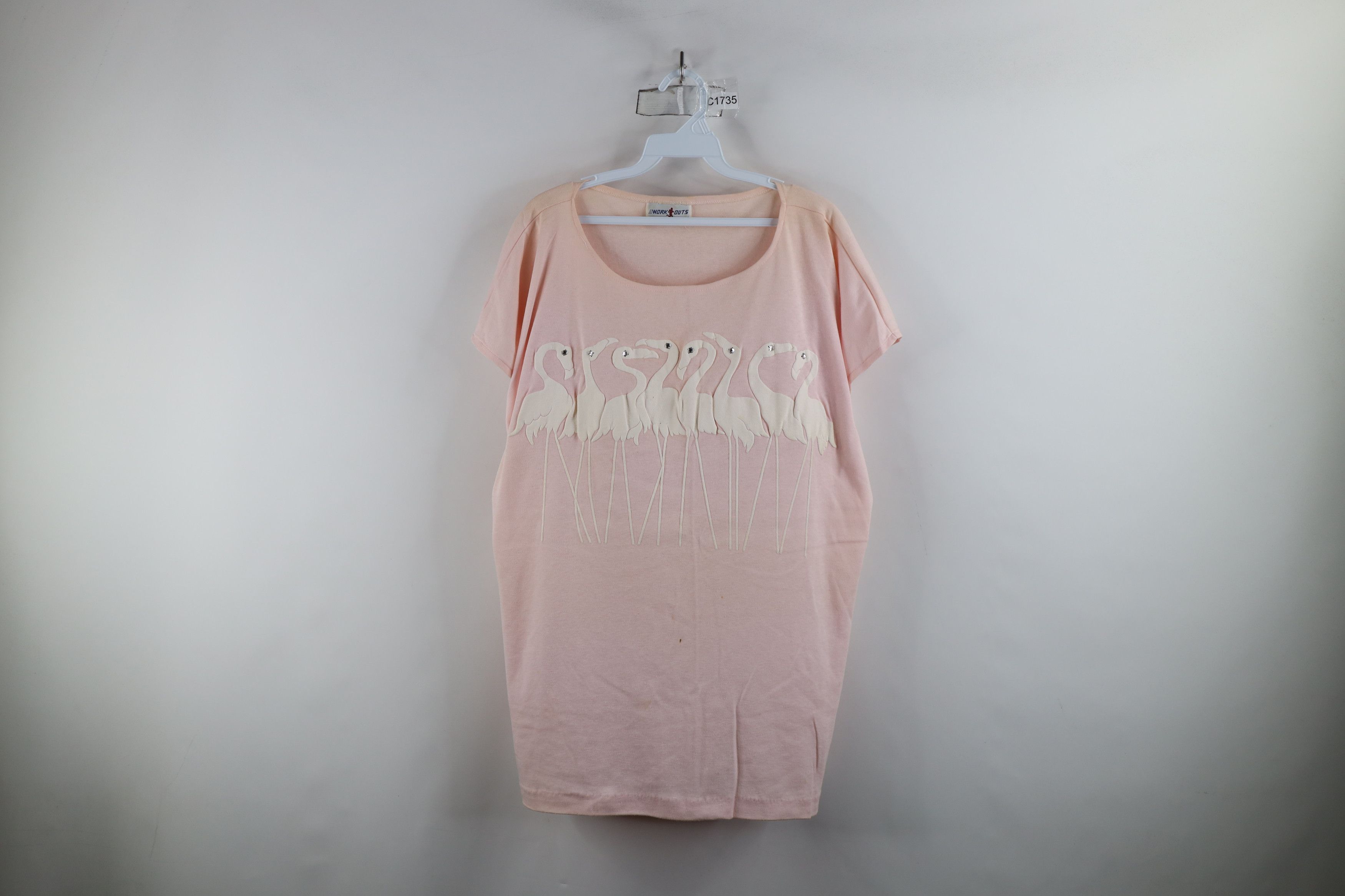 Vintage Vintage 80s Streetwear Dolman Sleeve Flamingo T-Shirt USA Size XXL / US 16-18 / IT 52-54 - 1 Thumbnail