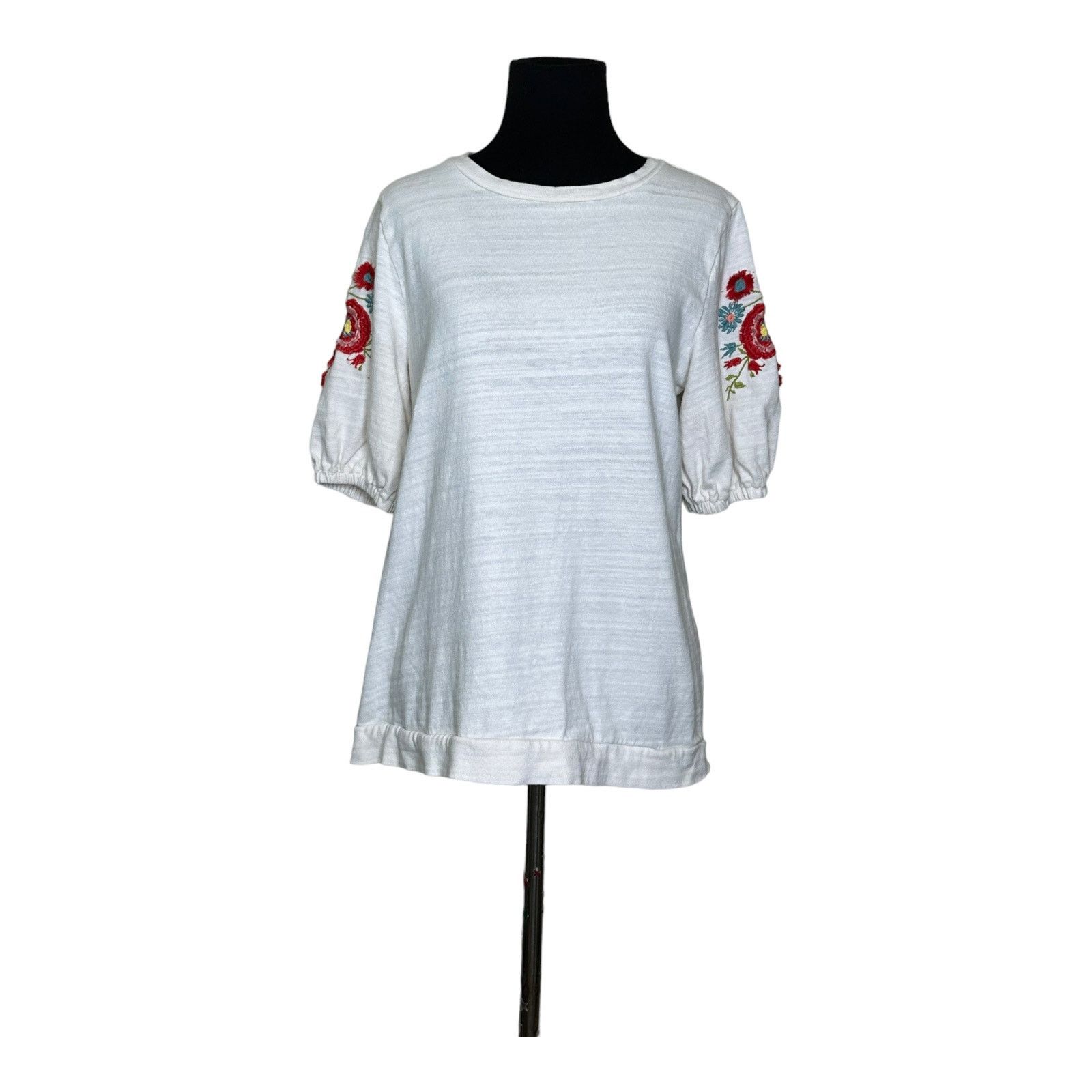 Loft Loft off white floral embroidered knit top size small Size S / US 4 / IT 40 - 10 Thumbnail