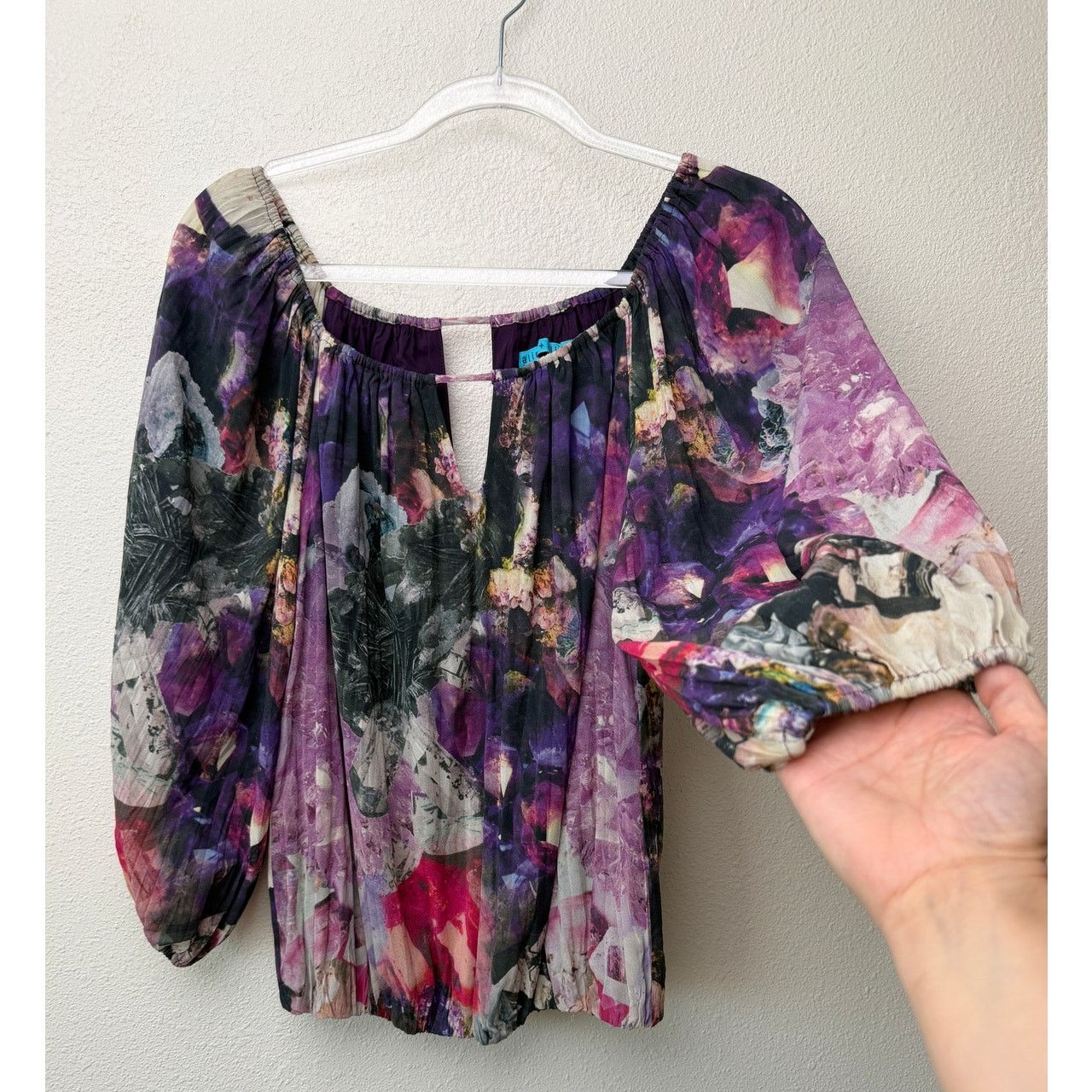Alice + Olivia Alice + Olivia Womens Purple Silk Peasant Blouse XS Size XS / US 0-2 / IT 36-38 - 4 Thumbnail