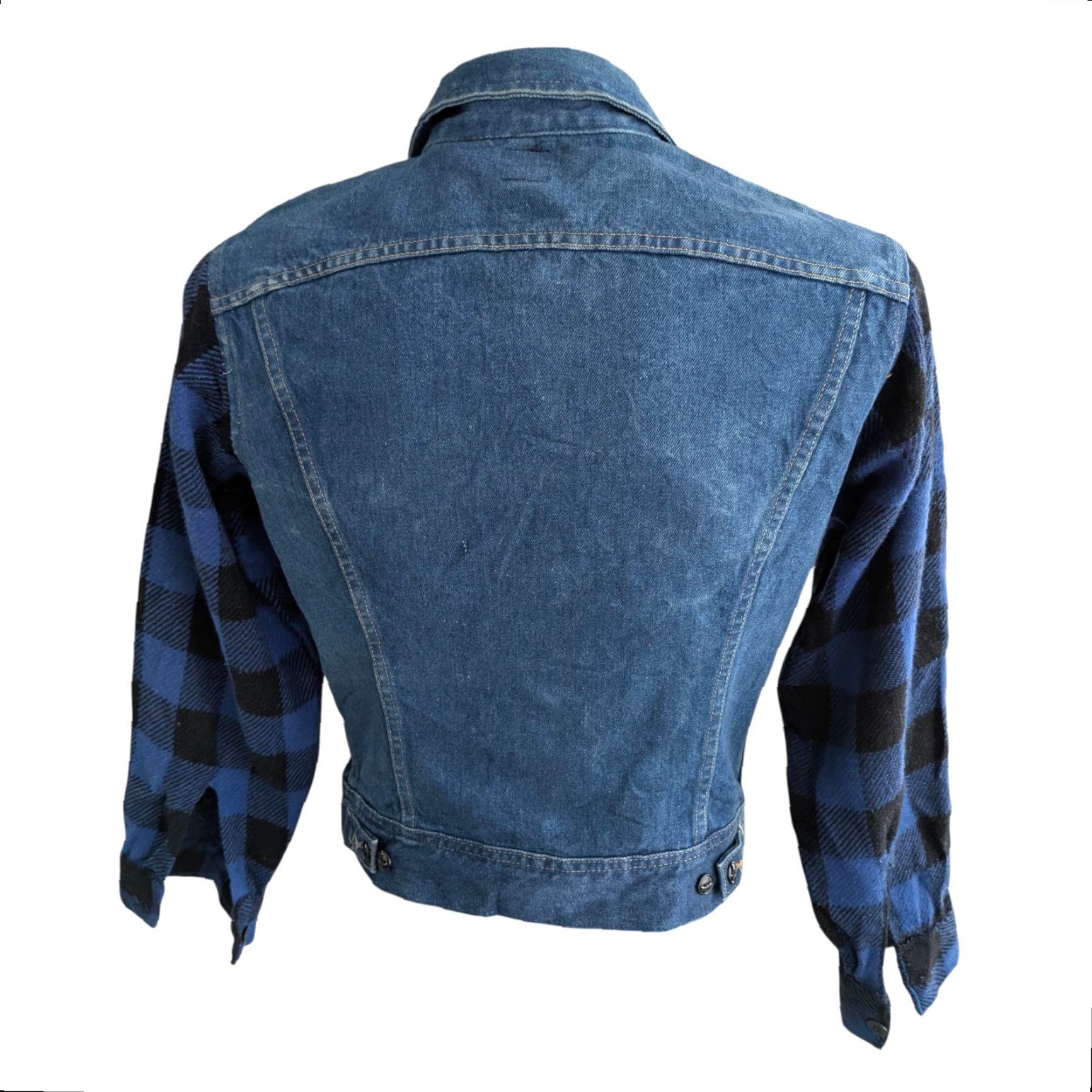 Lee Vintage Lee Denim Jacket with Flannel Sleeves Made in USA Blue 36R Women's Jacket Denim Blue USA 90s Workwear Lee Women's Jacket Size 28" / US 6 / IT 42 - 3 Thumbnail