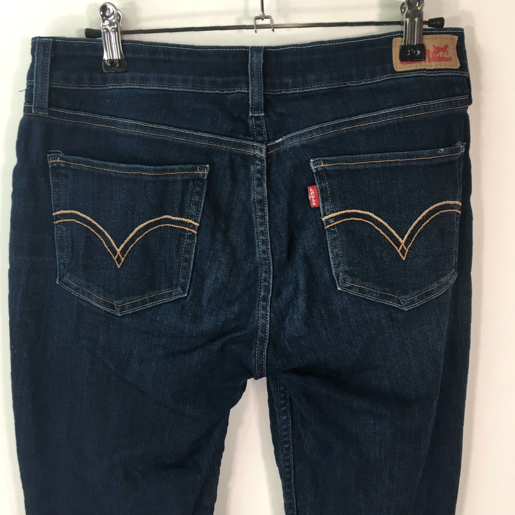 Levi's Levi's Womens Jeans Regular Blue Denim Skinny 29 X 30 Pants Slim 5-Pocket Button Zipper Belt Loops Cotton Polyester Elastane Medium Wash Size 29" - 3 Thumbnail
