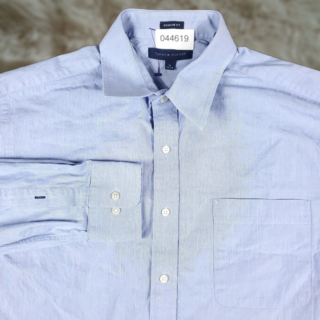 Tommy Hilfiger Tommy Hilfiger Dress Shirt Mens 16 Blue Long Sleeve Button Up Classic Size 42R - 1 Thumbnail