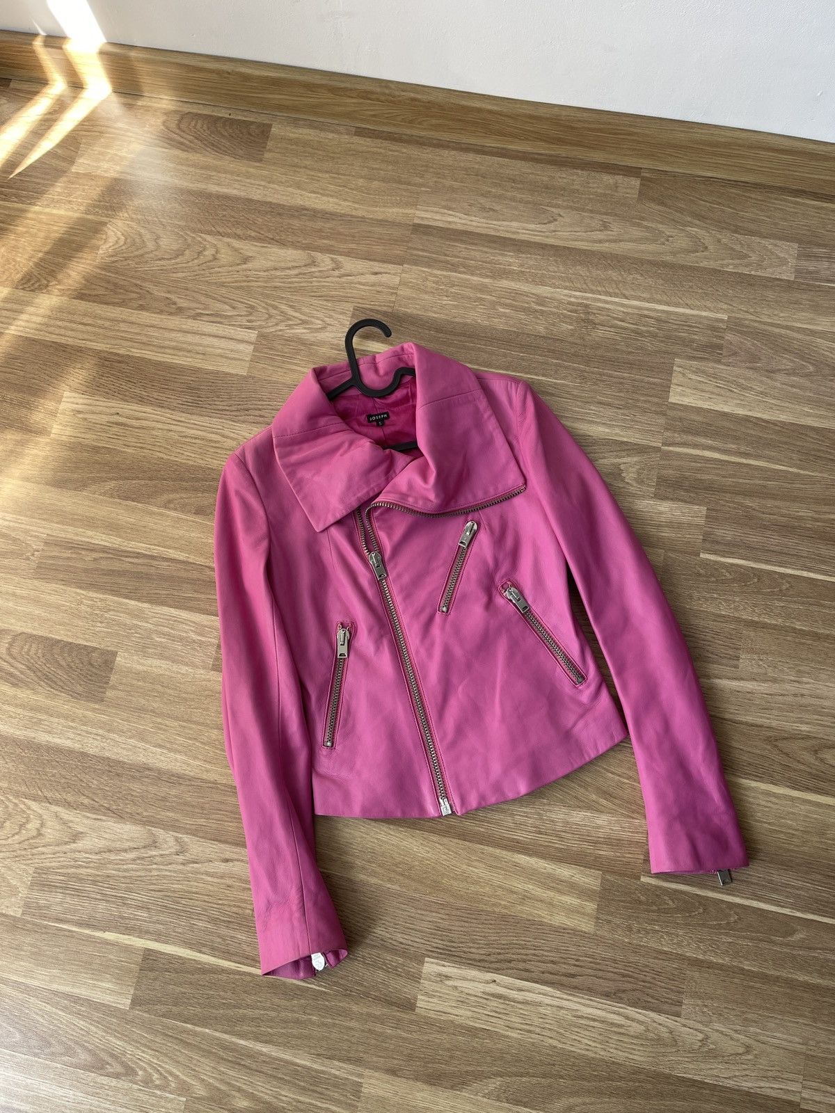 Joseph Pink Leather Biker Jacket - Genuine Leather S Italy