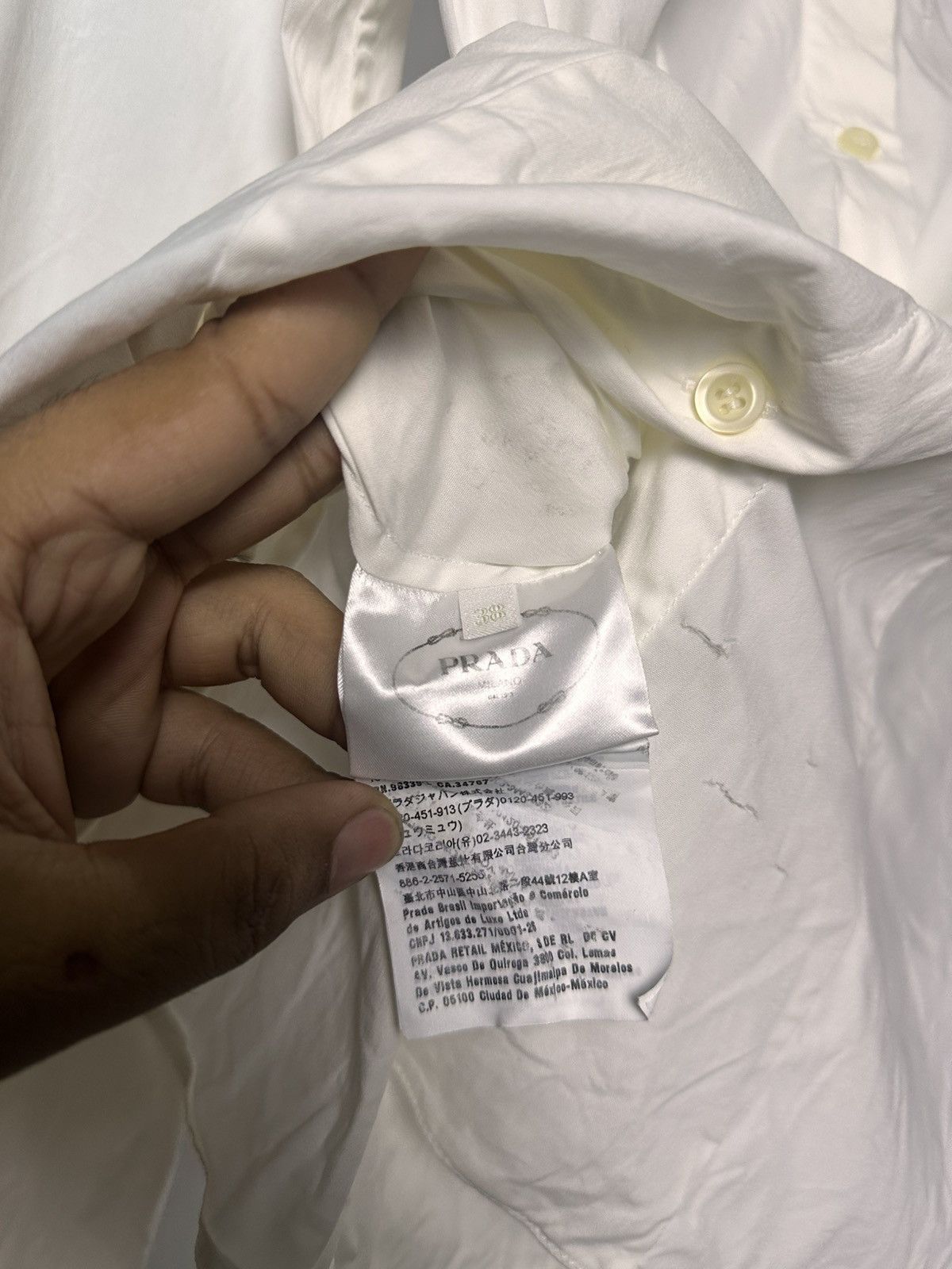 Prada Prada Milano Distressed White Button-Up Shirt Size US XS / EU 42 / 0 - 8 Thumbnail