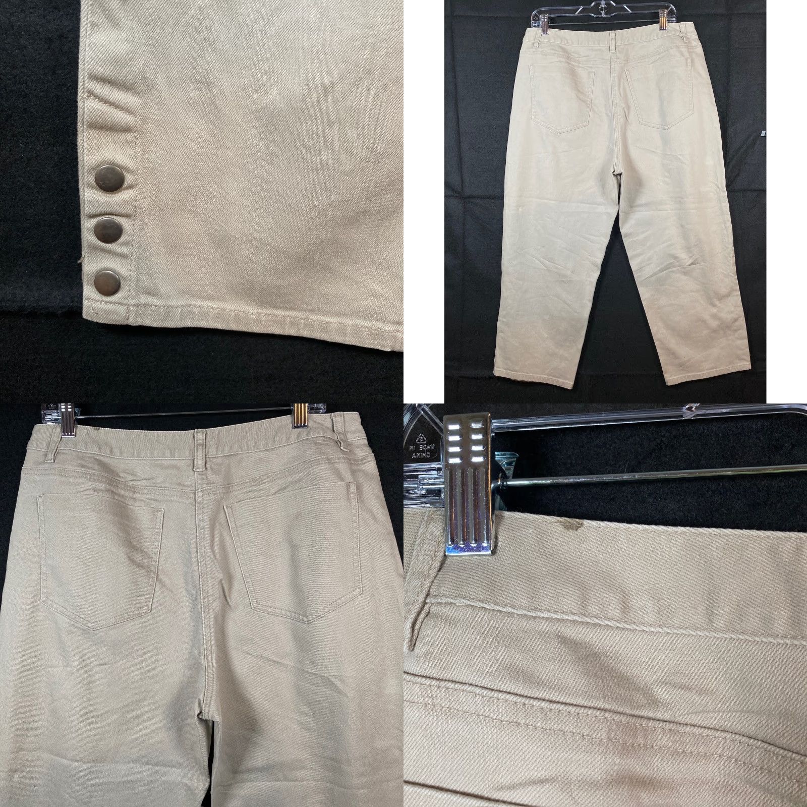 Talbots VINTAGE Talbots Womens Pants Tan Straight Leg Flat Front Capris Button Accent Stretch 14 Size 24" / US 00 / IT 34 - 8 Thumbnail