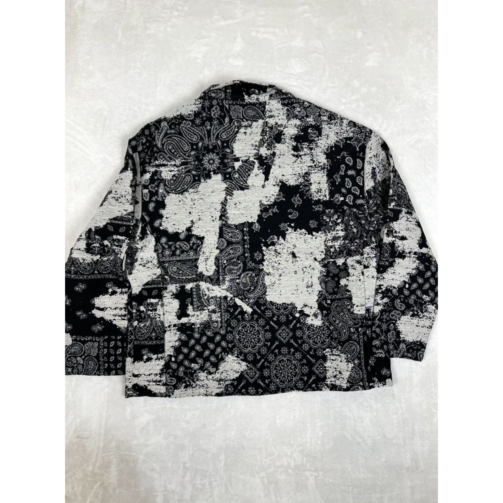 VINTAGE Rebel Vengeance Jacket Paisley Bandana Print Tapestry Overcoat Black XL Men
