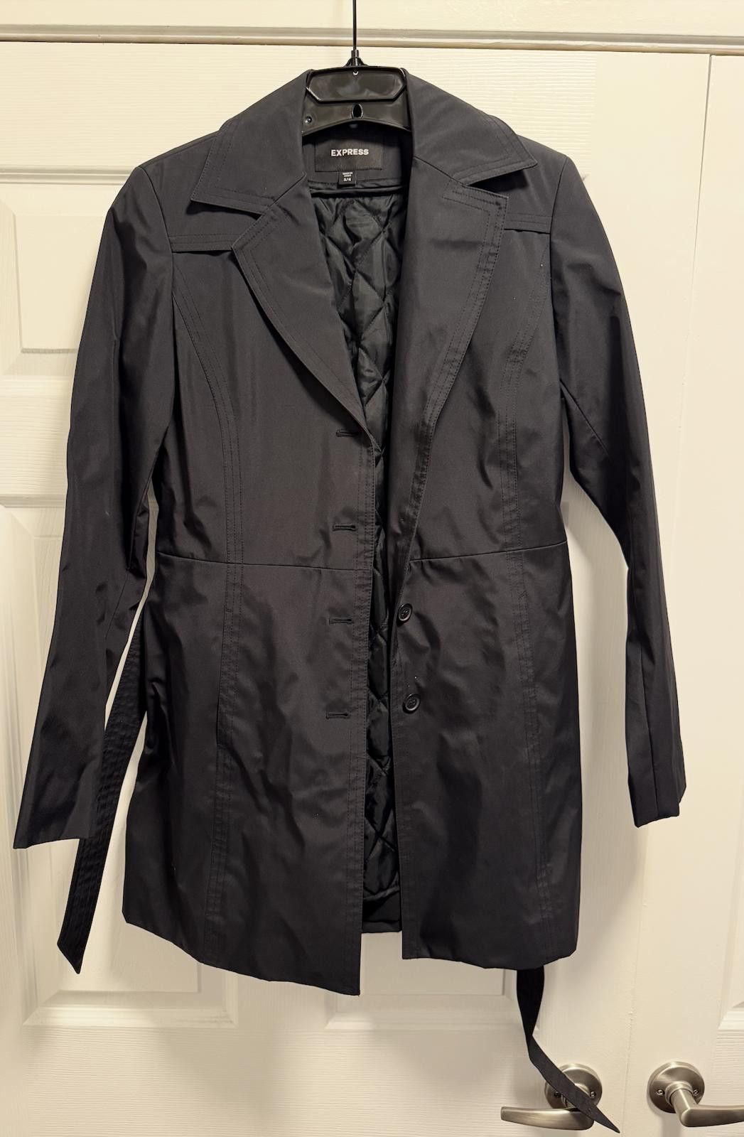 Express Express Black Belted Trench Coat Size 3/4 With Liner Size ONE SIZE - 1 Thumbnail