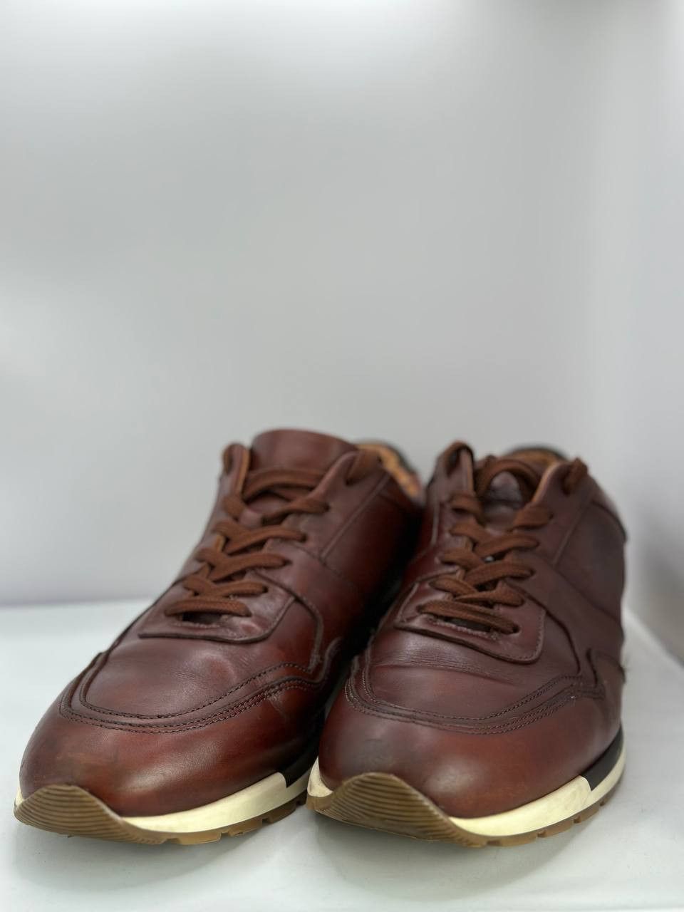Russell & Bromley RUSSELL & BROMLEY Lomond Lace-Up Sneaker Shoes Brown Leather Size US 11.5 / EU 44-45 - 4 Thumbnail