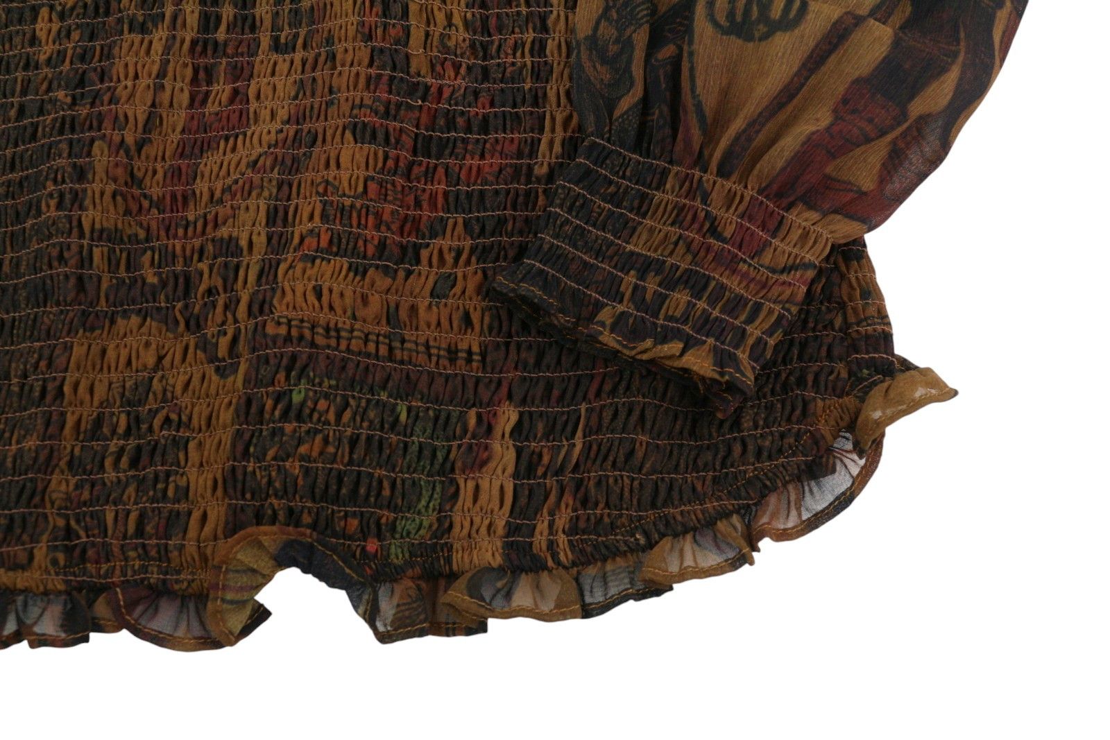 Desigual BLUS HISOPO L Brown Honeycomb Print Blouse 88934 Size L / US 10 / IT 46 - 7 Thumbnail