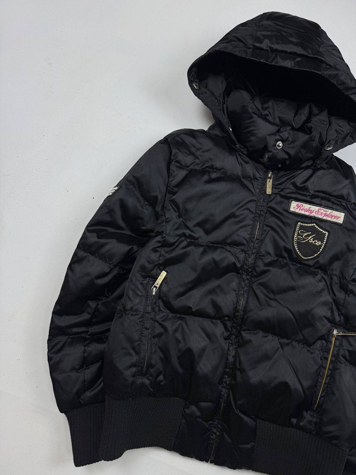 Other Vintage Yishion Black Puffer Jacket Hooded Zip Up Coat Size M / US 6-8 / IT 42-44 - 3 Thumbnail