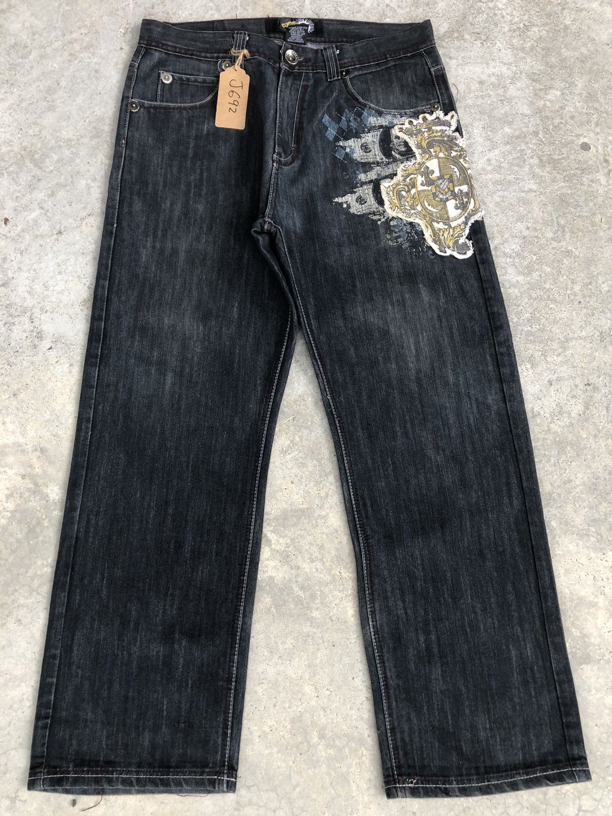 Japanese Brand Japanese Exa Embroidered Jeans baggy hip hop Size US 35 - 2 Thumbnail
