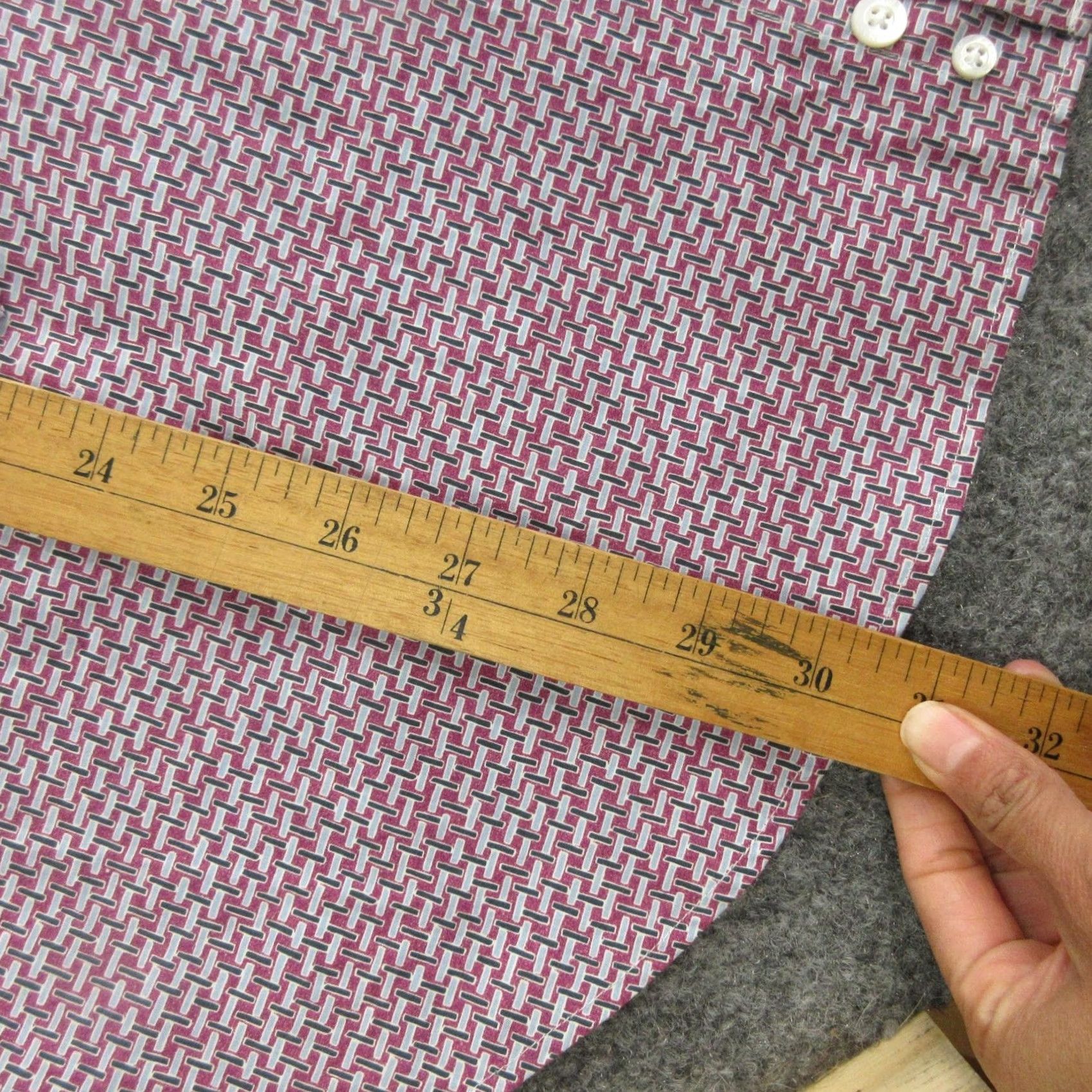 Canali Canali Shirt Mens Large Pink Geometric Made In Italy Dress Shirt Long Sleeve Size 42R - 3 Thumbnail