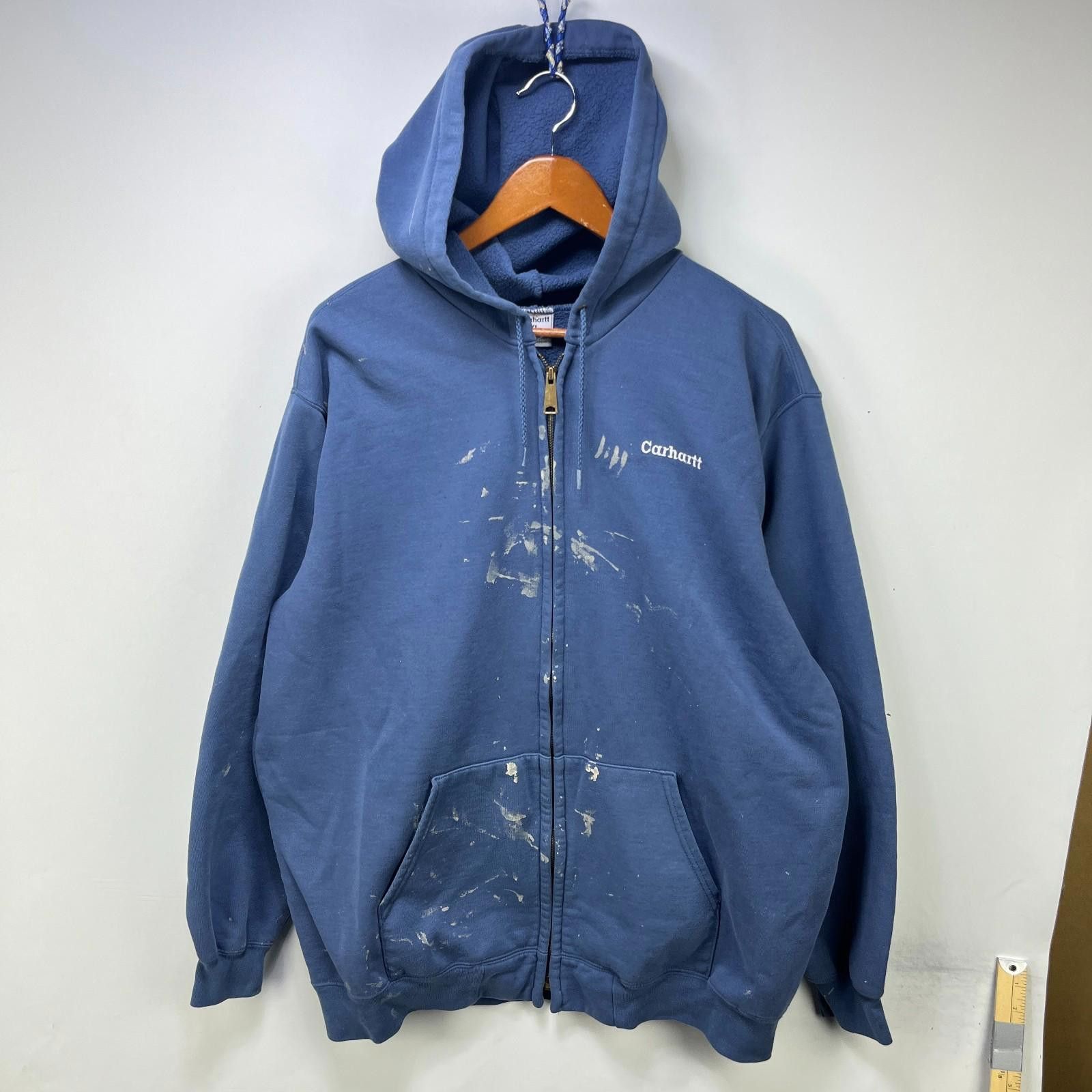 Carhartt Vintage 90s Carhartt Zip Up Hoodie XL Paint Splatter Size US XL / EU 56 / 4 - 1 Thumbnail