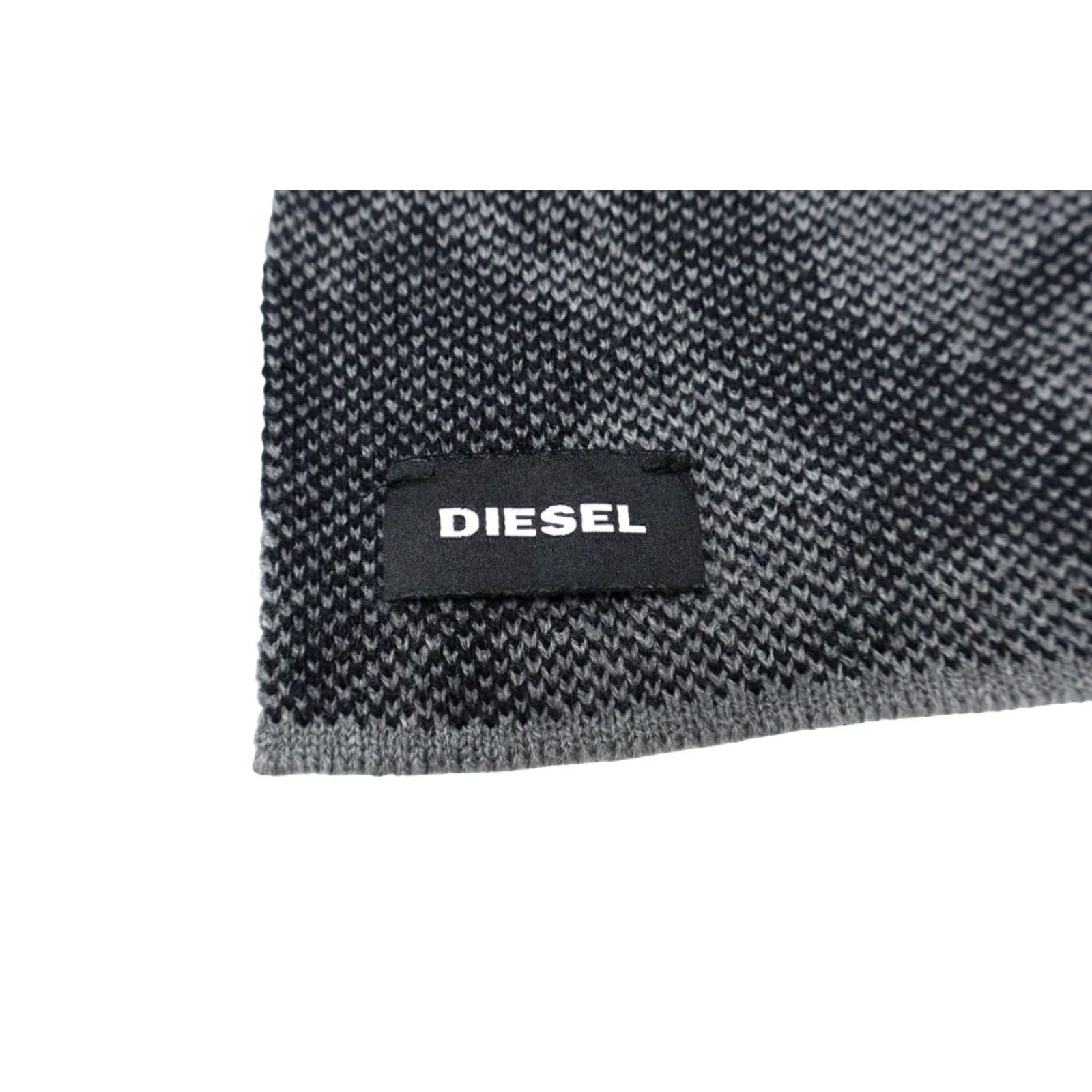 Diesel DIESEL Scarf Men ONE SIZE Grey Logo Rib Knitted Rectangle Muffler Size ONE SIZE - 6 Thumbnail