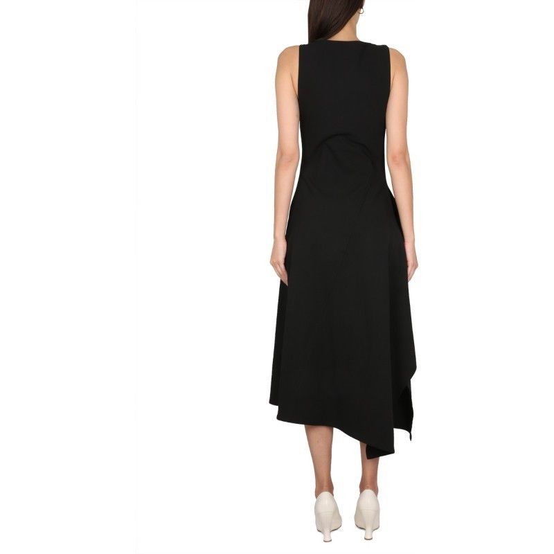 Bottega Veneta o1s1rm1125 Midi Dress in Black Size XS / US 0-2 / IT 36-38 - 2 Thumbnail