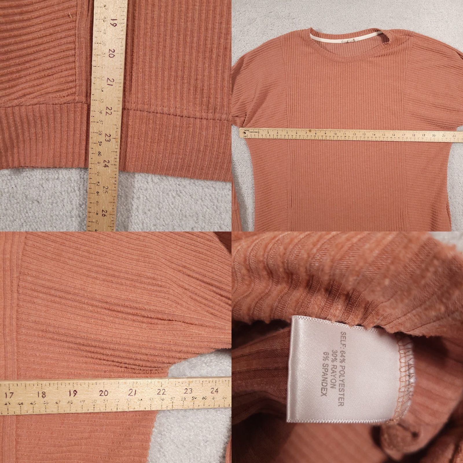 Vintage Rose and Delaney Sweater Womens Medium Orange Ribbed Pullover Crewneck Soft Cozy Size M / US 6-8 / IT 42-44 - 8 Thumbnail