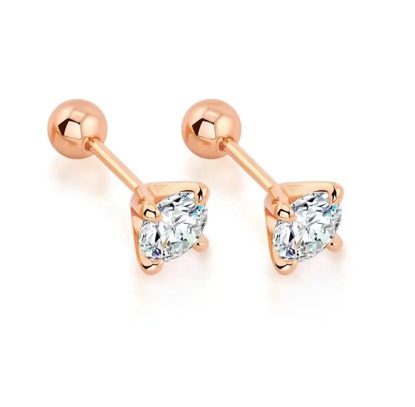 Jewelry 925 Silver 0.5 Carat Moissanite Four-Claw Screw Earrings Size ONE SIZE - 2 Thumbnail