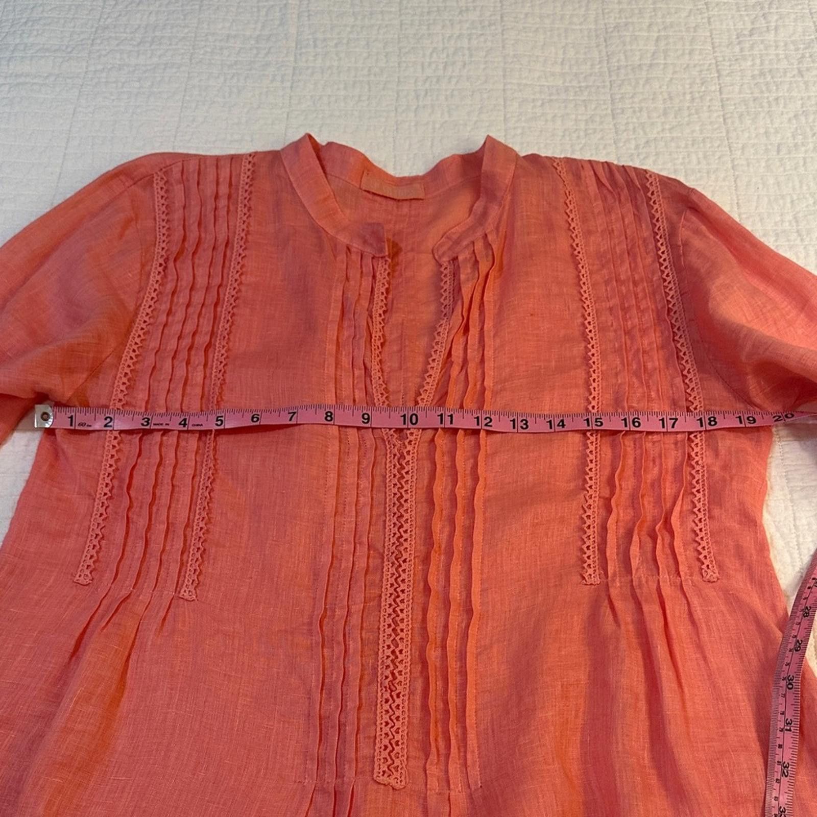 CP Shades CP SHADES Small Linen Tunic Dress Coral 3/4 sleeve Coastal Size S / US 4 / IT 40 - 3 Thumbnail