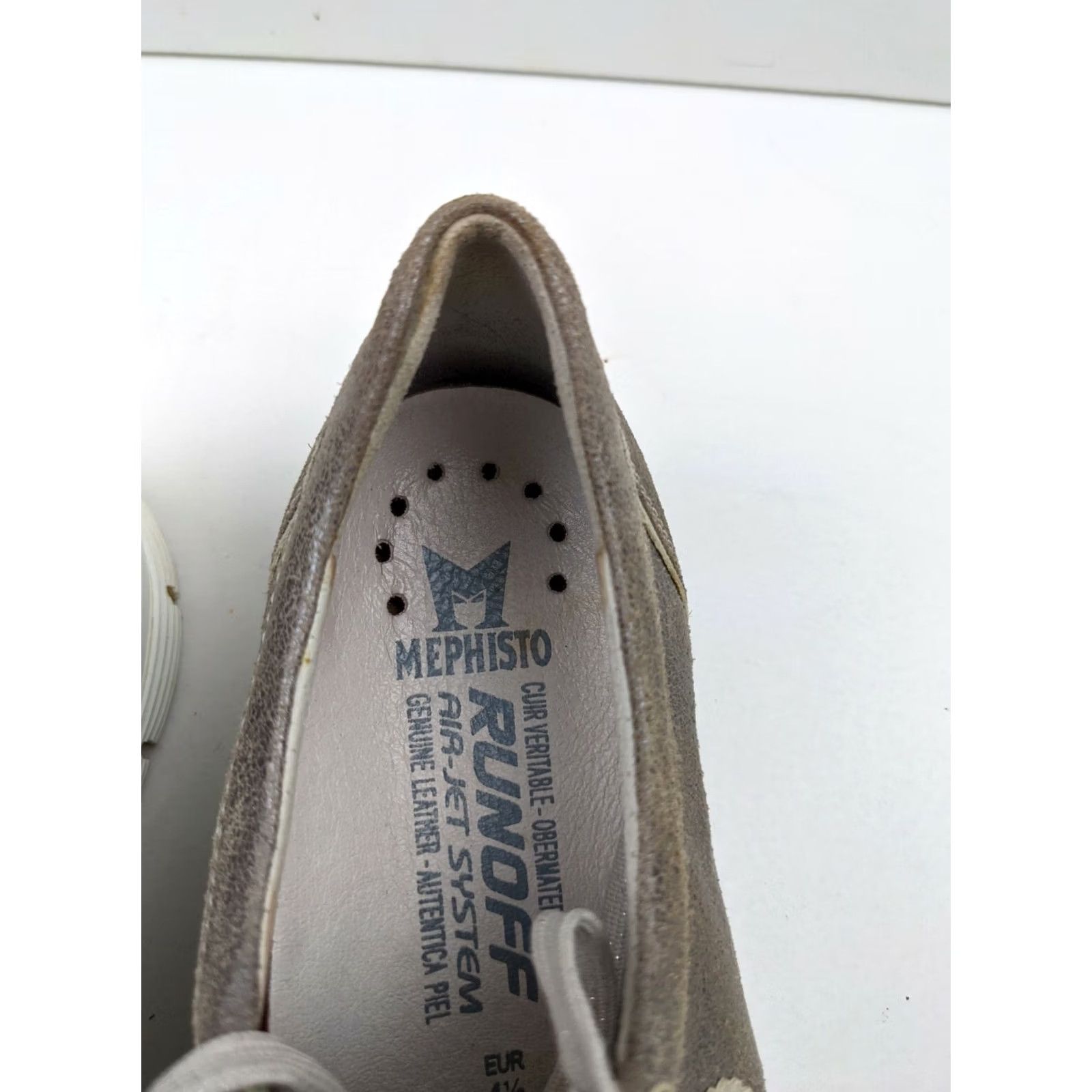 Mephisto Mephisto Runoff Air Jet Sneakers Women's Silver Crackled Leather Lace Up Sz US 7 Sneaker Walking Comfort Size US 7 / IT 37 - 3 Thumbnail