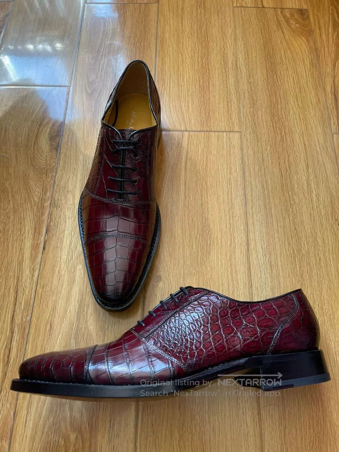 Other Custom Men's Wine Red Crocodile Shoes. Size US 9 / EU 42 - 2 Thumbnail