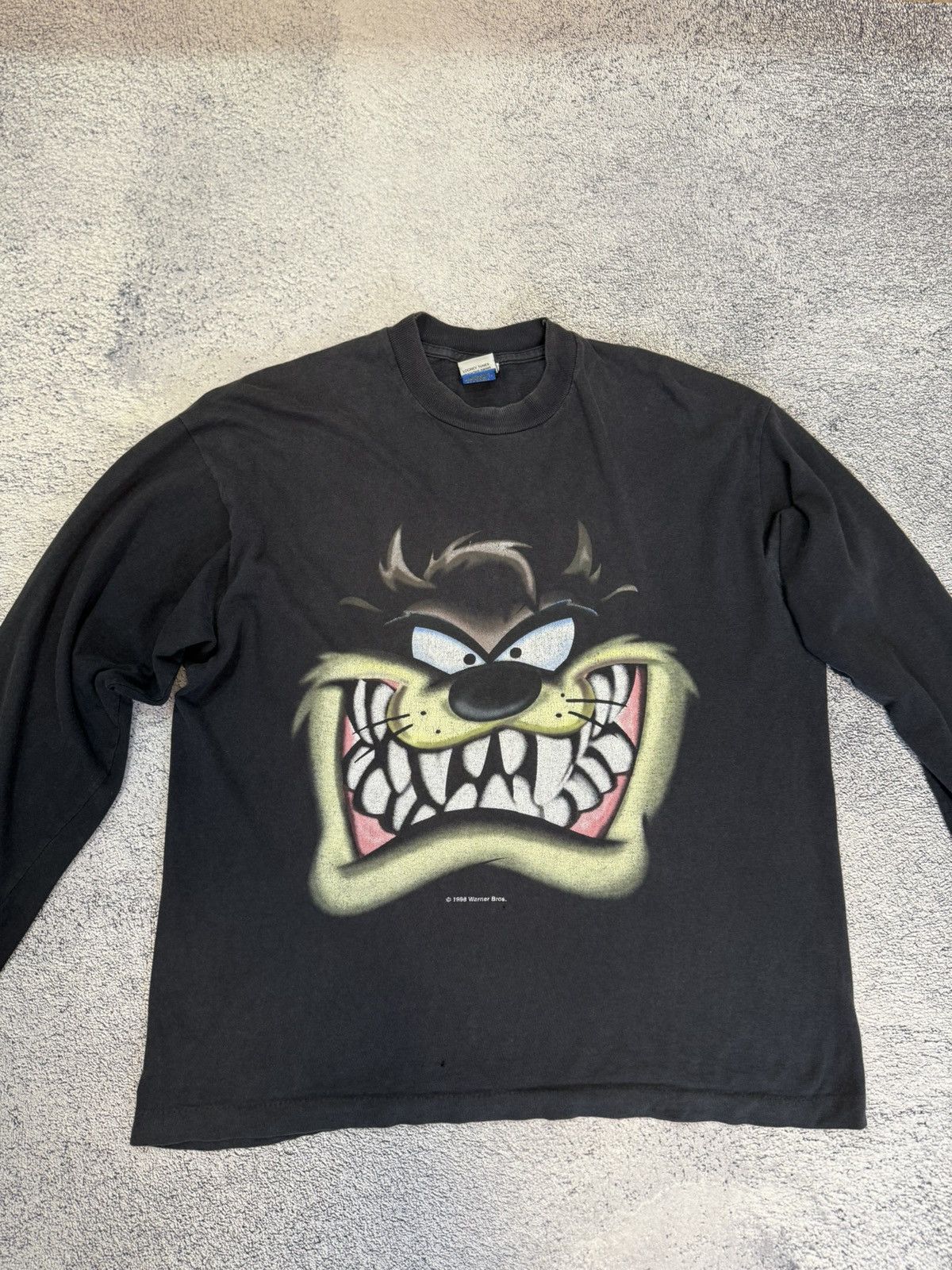 Warner Bros Vintage 1998 Looney Tunes Taz Long Sleeve Shirt Black S-M Size US M / EU 48-50 / 2 - 2 Thumbnail
