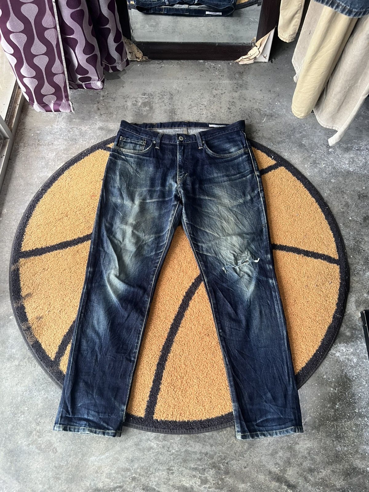 Edwin 🔥Vintage Edwin Flared Distressed Denim Size US 34 / EU 50 - 1 Thumbnail
