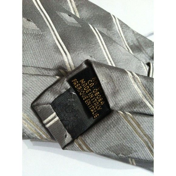 BUGATCHI BUGATCHI MENS NEW SILVER 100% SILK STRIPED TIE WIDTH: 3 1/2" Size ONE SIZE - 5 Thumbnail