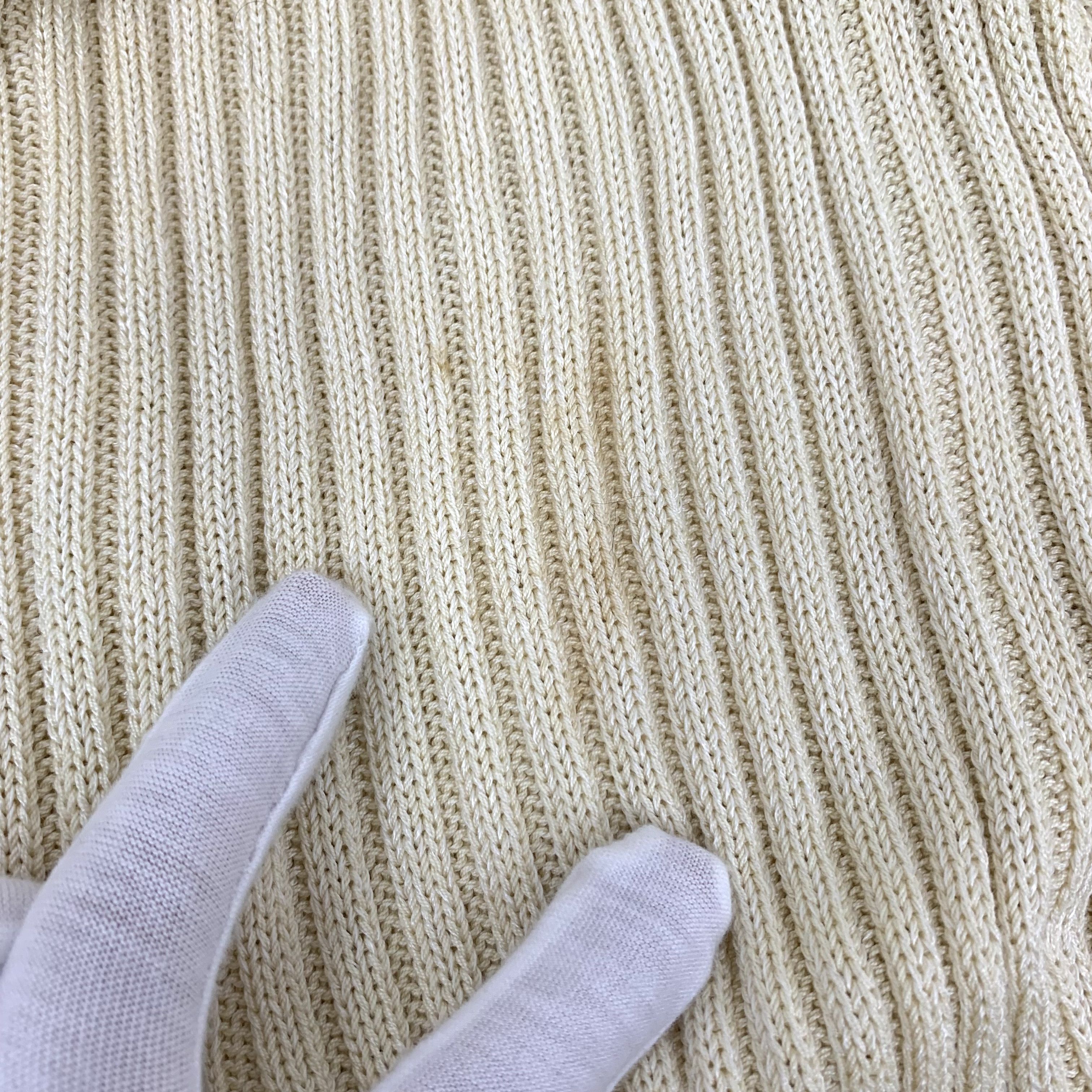 Celine Celine V-Neck Cotton Knit Dress Light Yellow (M) Size M / US 6-8 / IT 42-44 - 9 Thumbnail